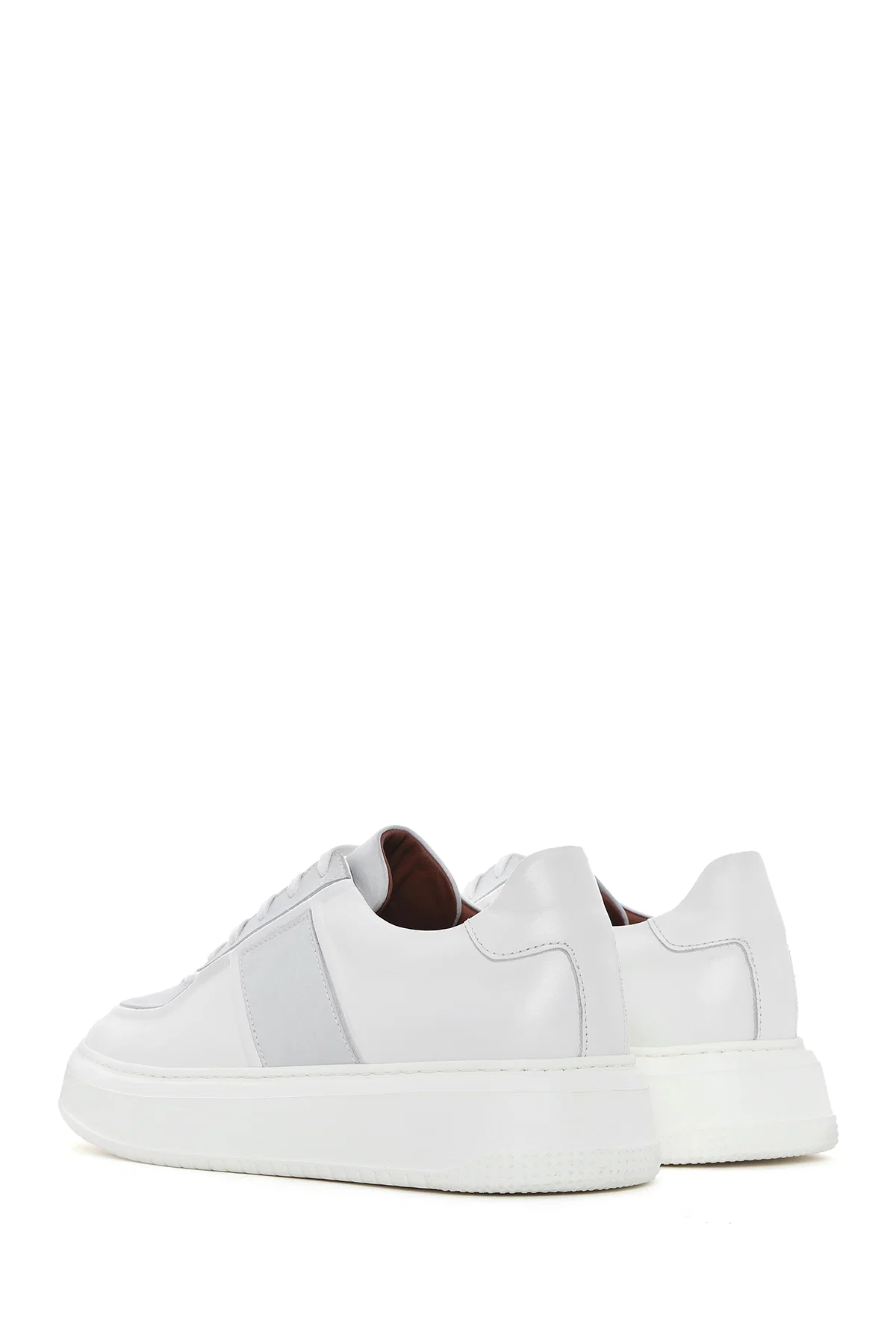 Erkek Beyaz Bağcıklı Deri Sneaker - Image 5