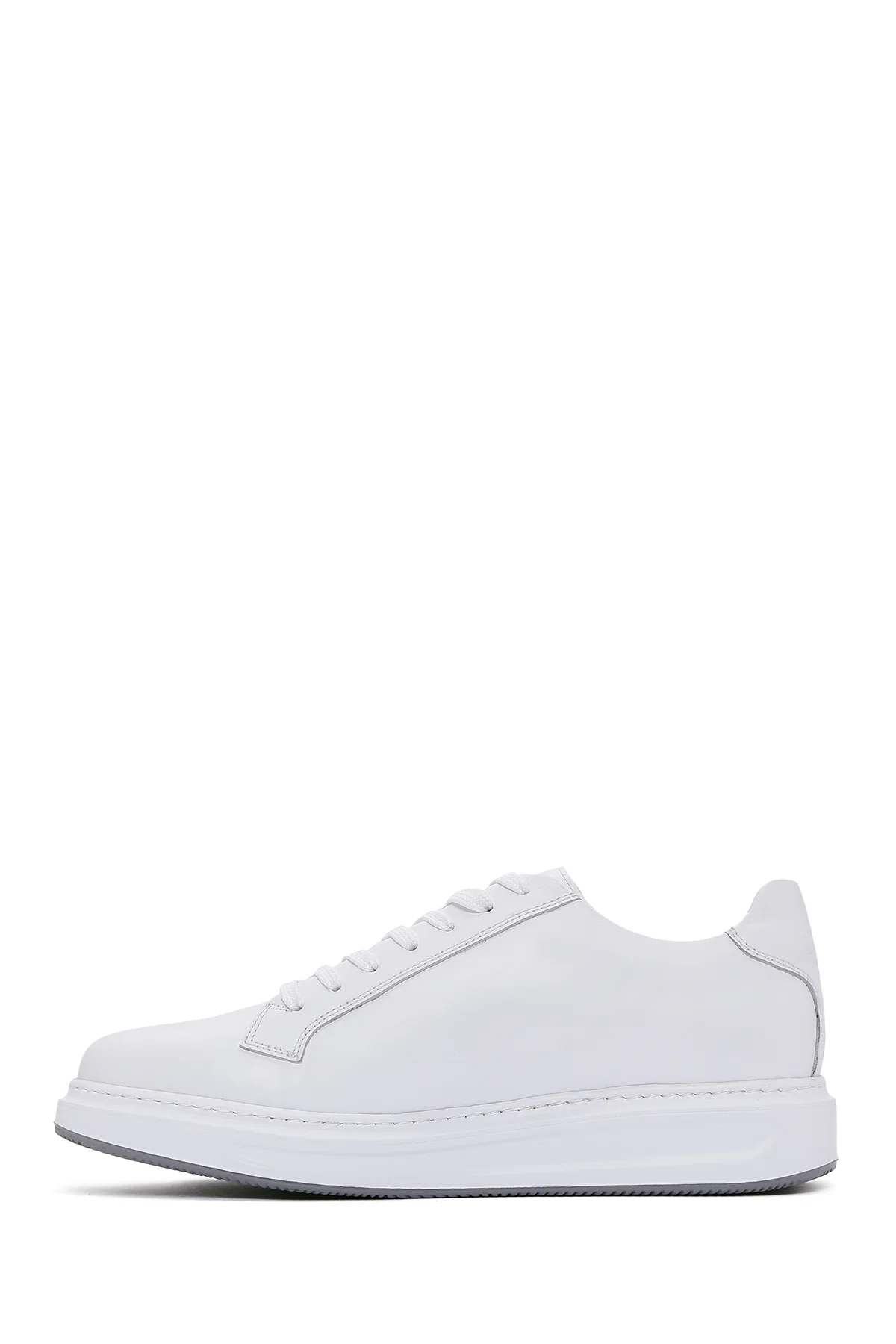 Erkek Beyaz Bağcıklı Deri Sneaker - Image 2