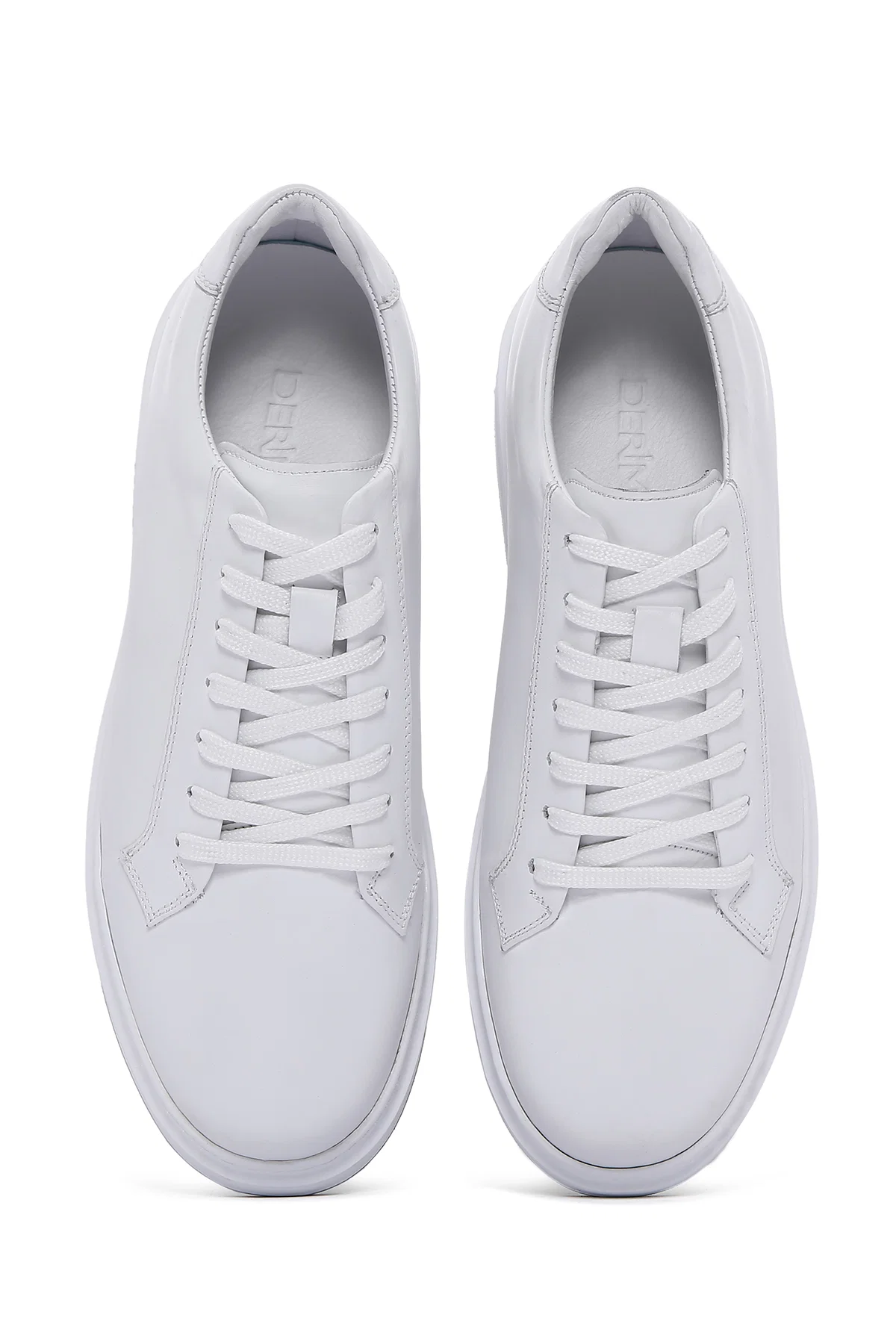 Erkek Beyaz Bağcıklı Deri Sneaker - Image 6