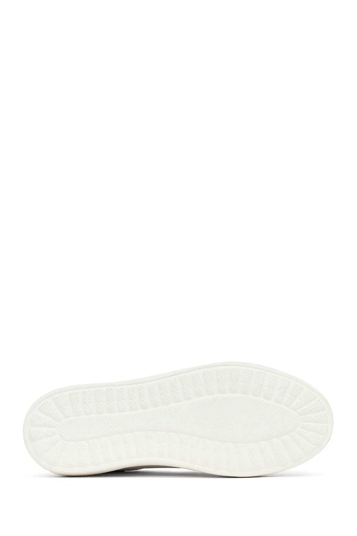 Erkek Beyaz Bağcıklı Kalın Tabanlı Deri Sneaker - Image 4