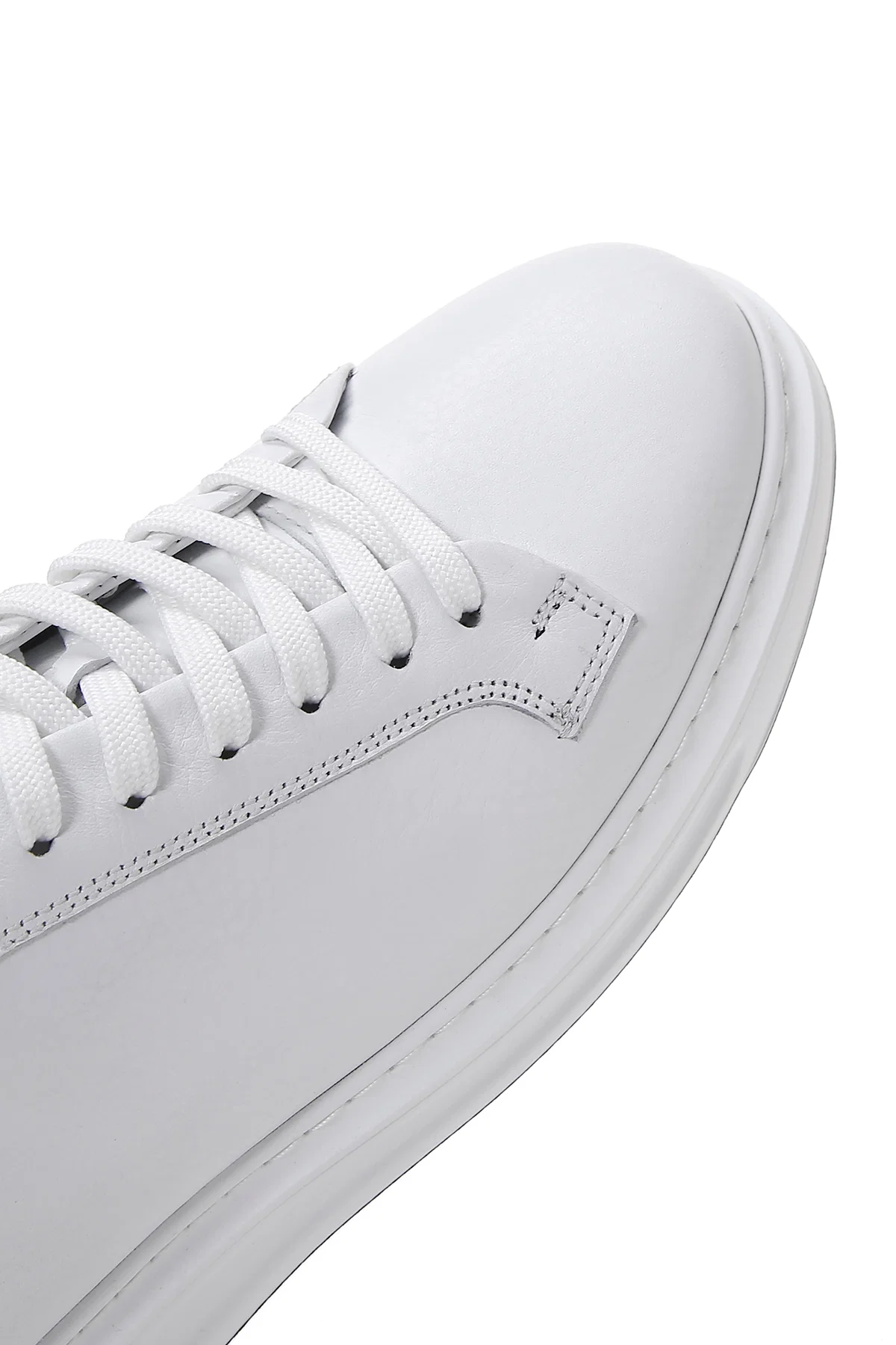 Erkek Beyaz Bağcıklı Deri Sneaker - Image 8