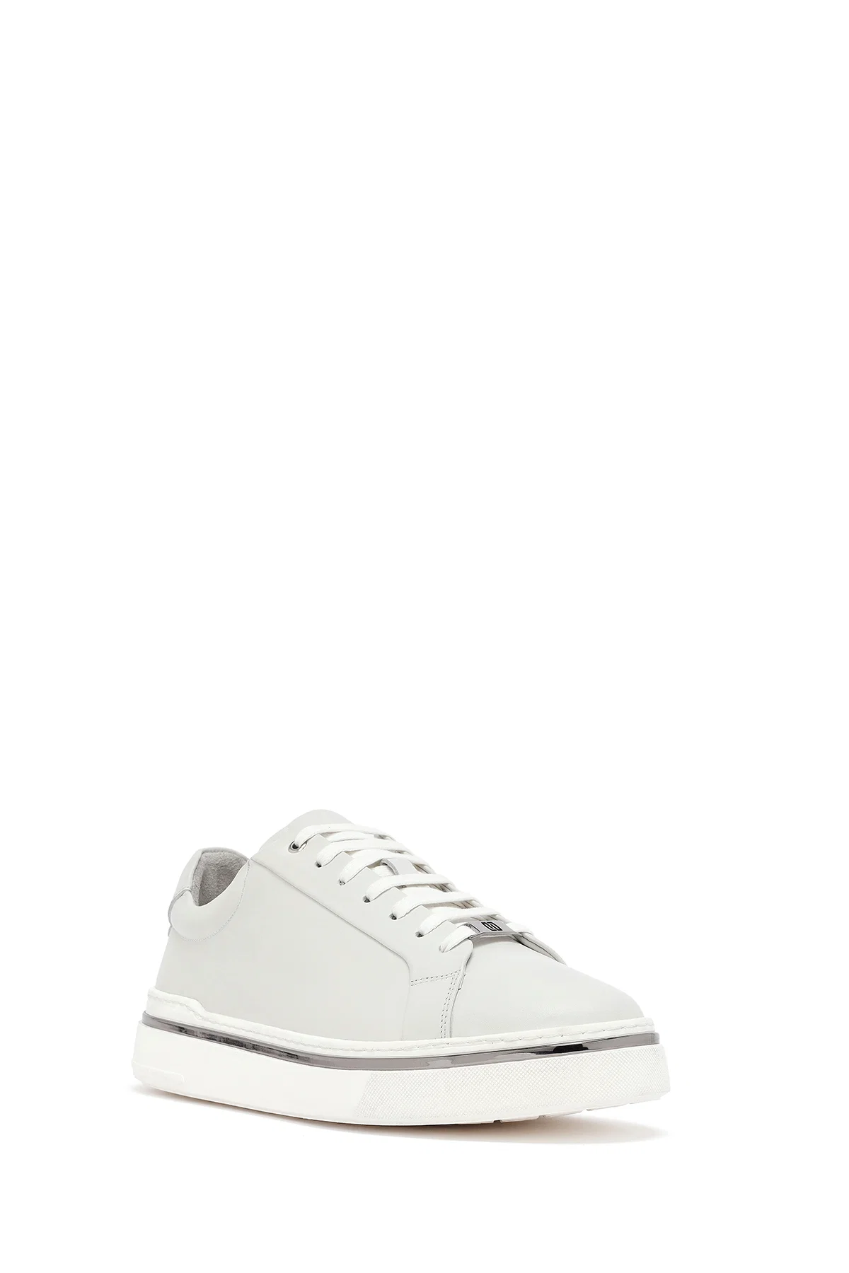 Erkek Beyaz Bağcıklı Deri Sneaker - Image 6