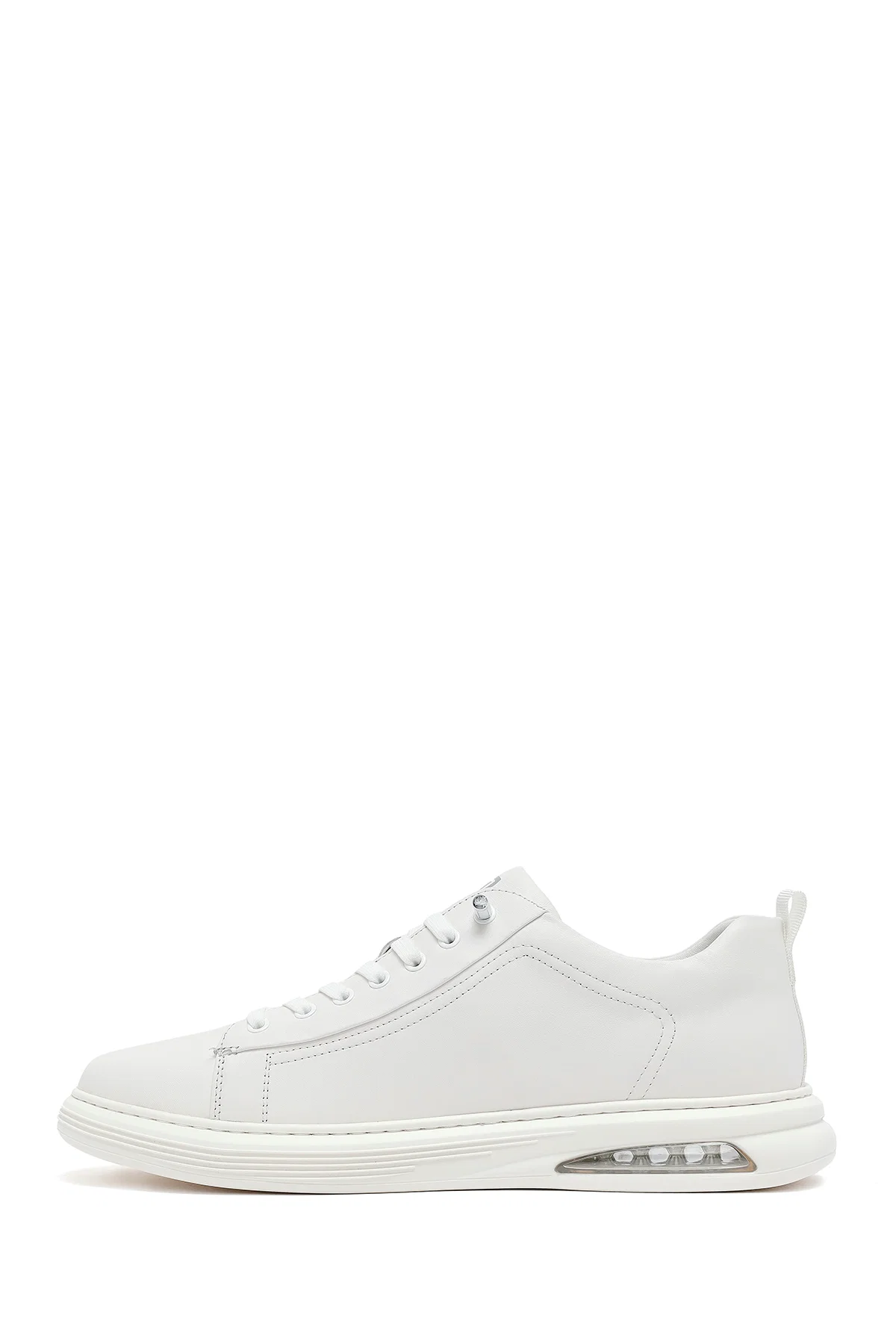 Erkek Beyaz Bağcıklı Deri Sneaker - Image 2