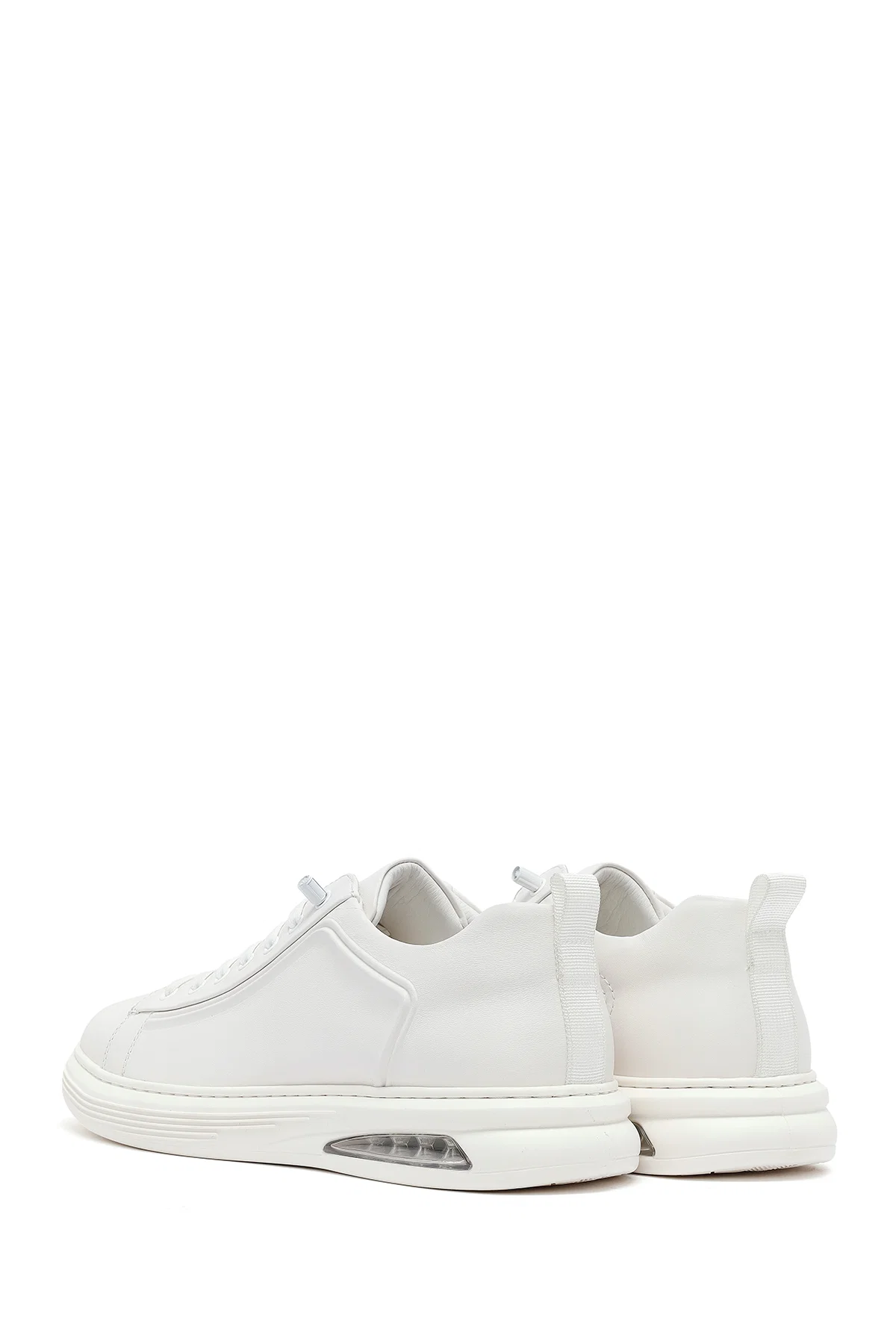 Erkek Beyaz Bağcıklı Deri Sneaker - Image 5