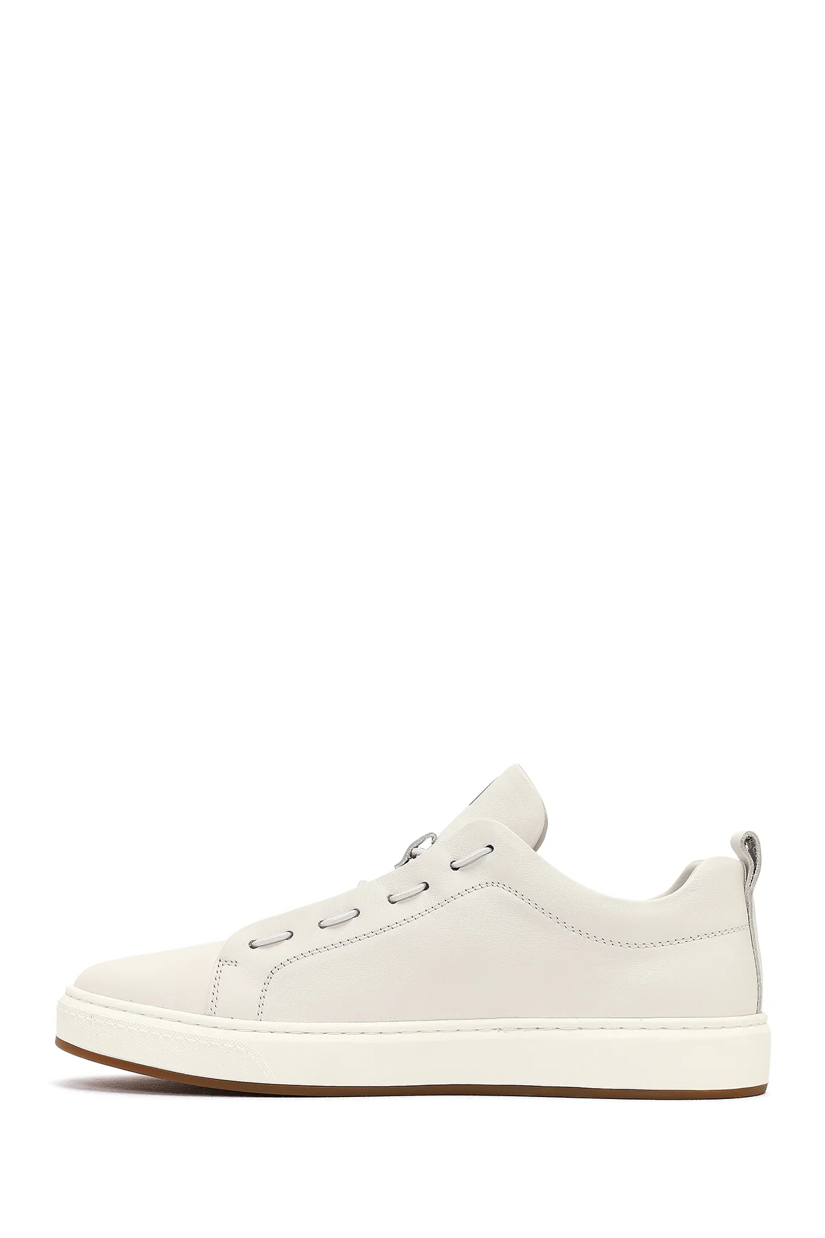 Erkek Beyaz Bağcıklı Deri Sneaker - Image 2