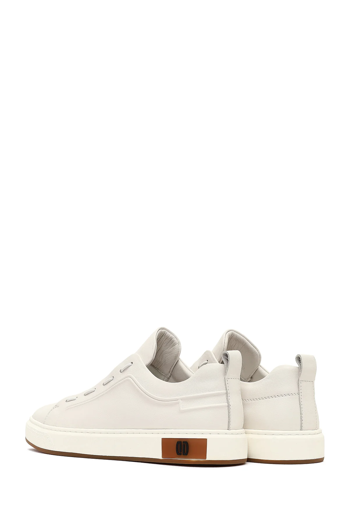 Erkek Beyaz Bağcıklı Deri Sneaker - Image 5