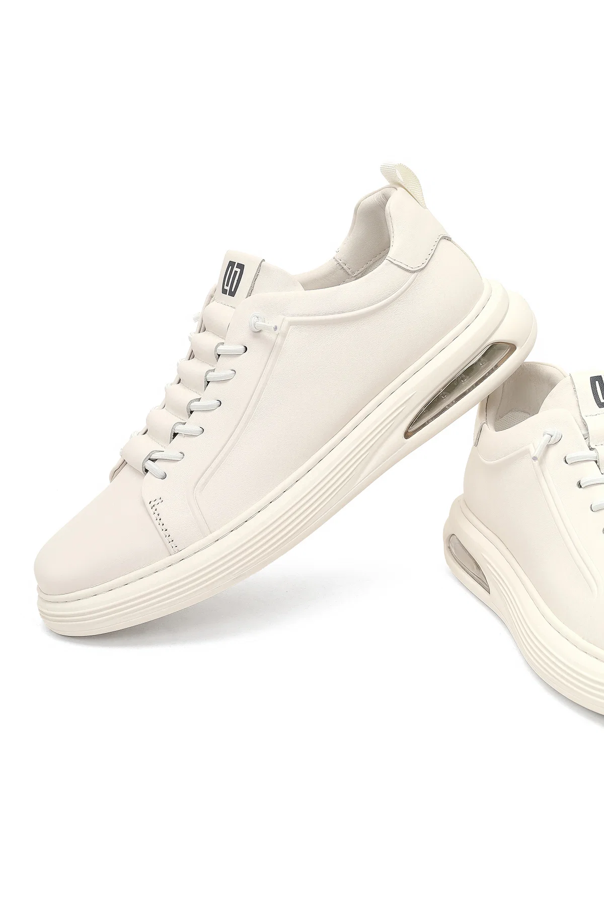 Erkek Beyaz Bağcıklı Deri Sneaker - Image 11