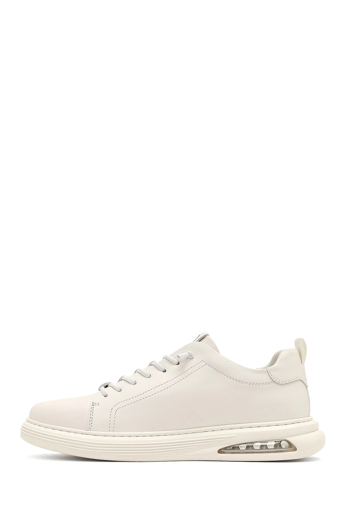 Erkek Beyaz Bağcıklı Deri Sneaker - Image 2