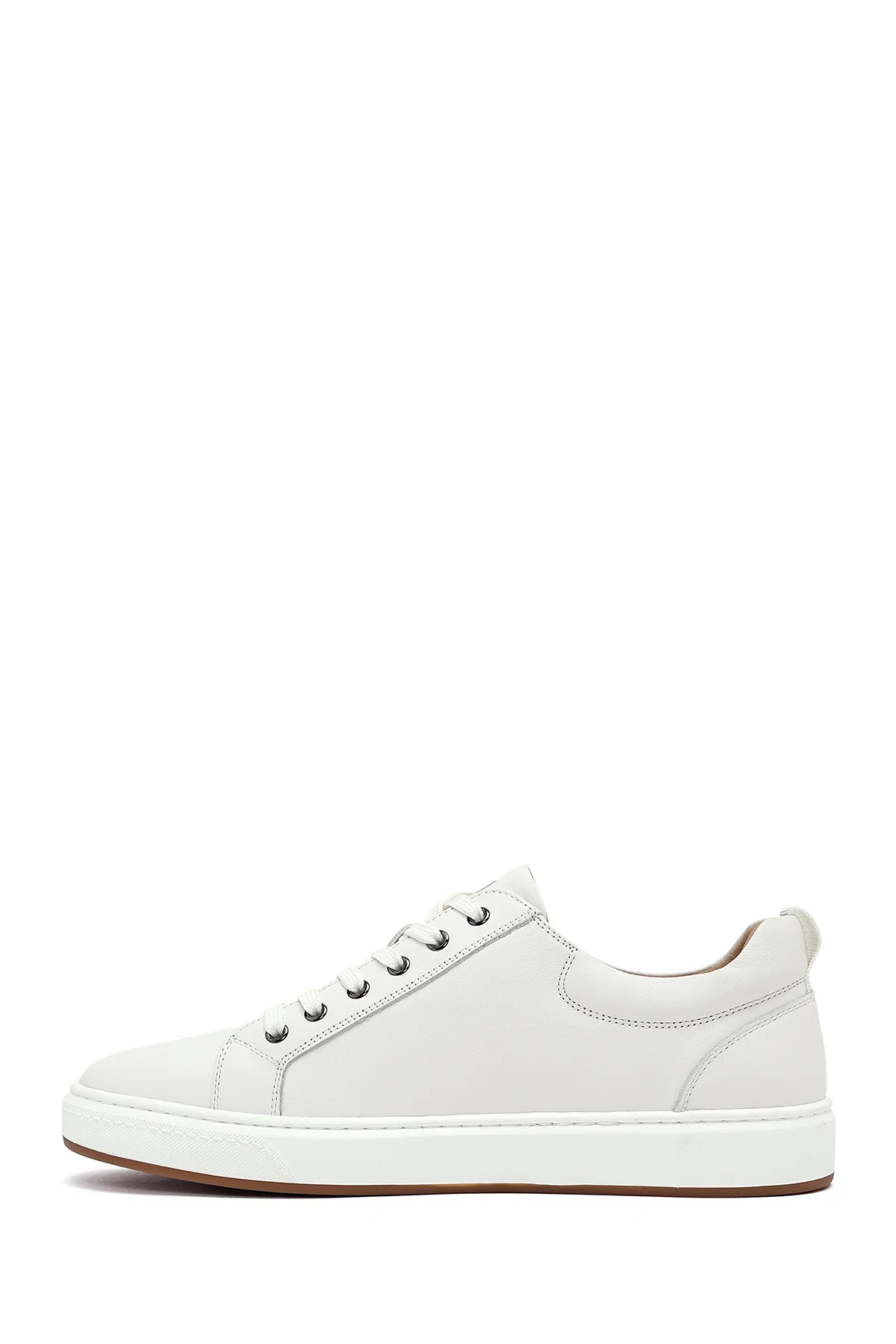 Erkek Beyaz Bağcıklı Deri Sneaker - Image 2