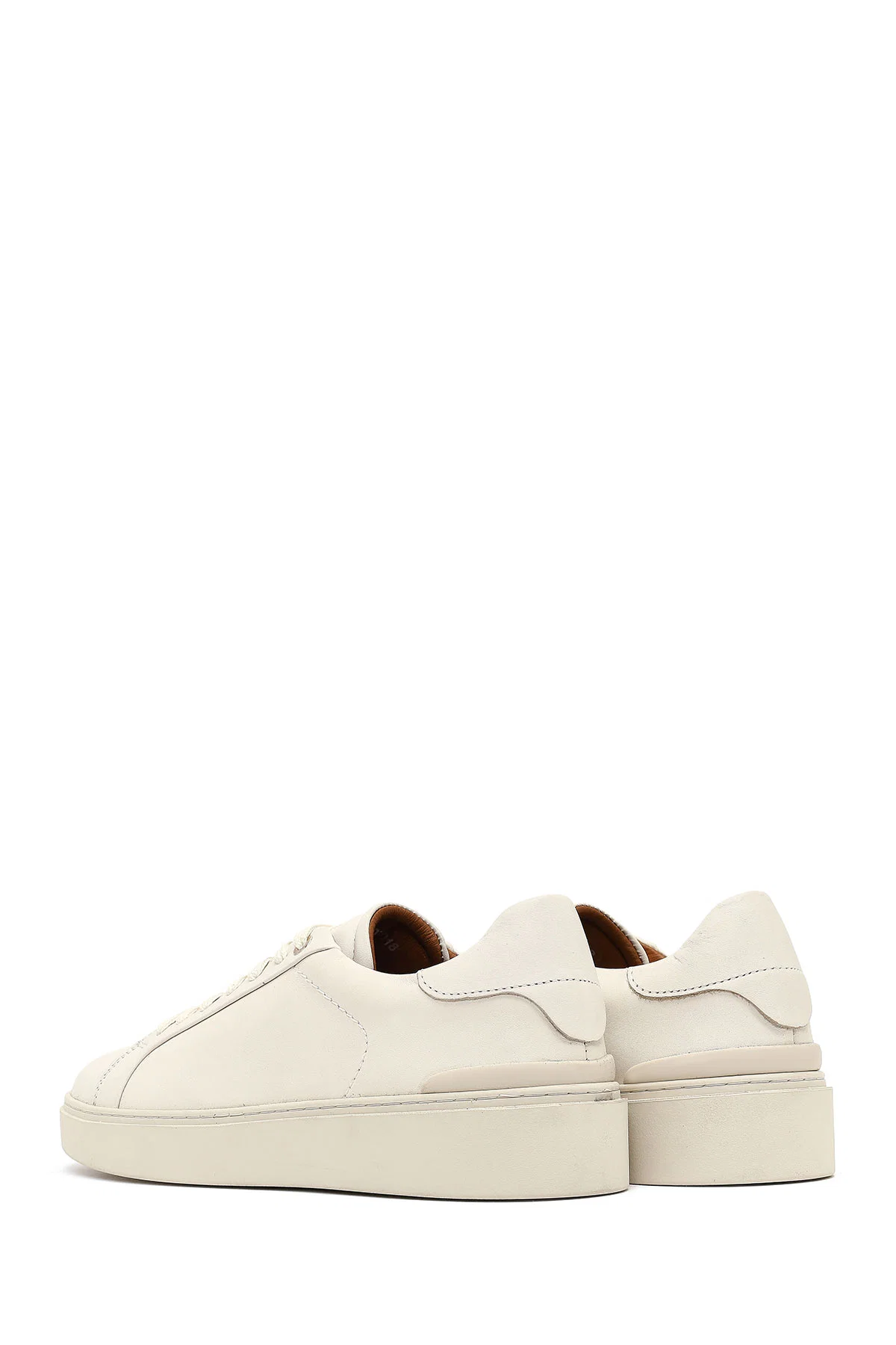 Erkek Beyaz Bağcıklı Deri Sneaker - Image 5