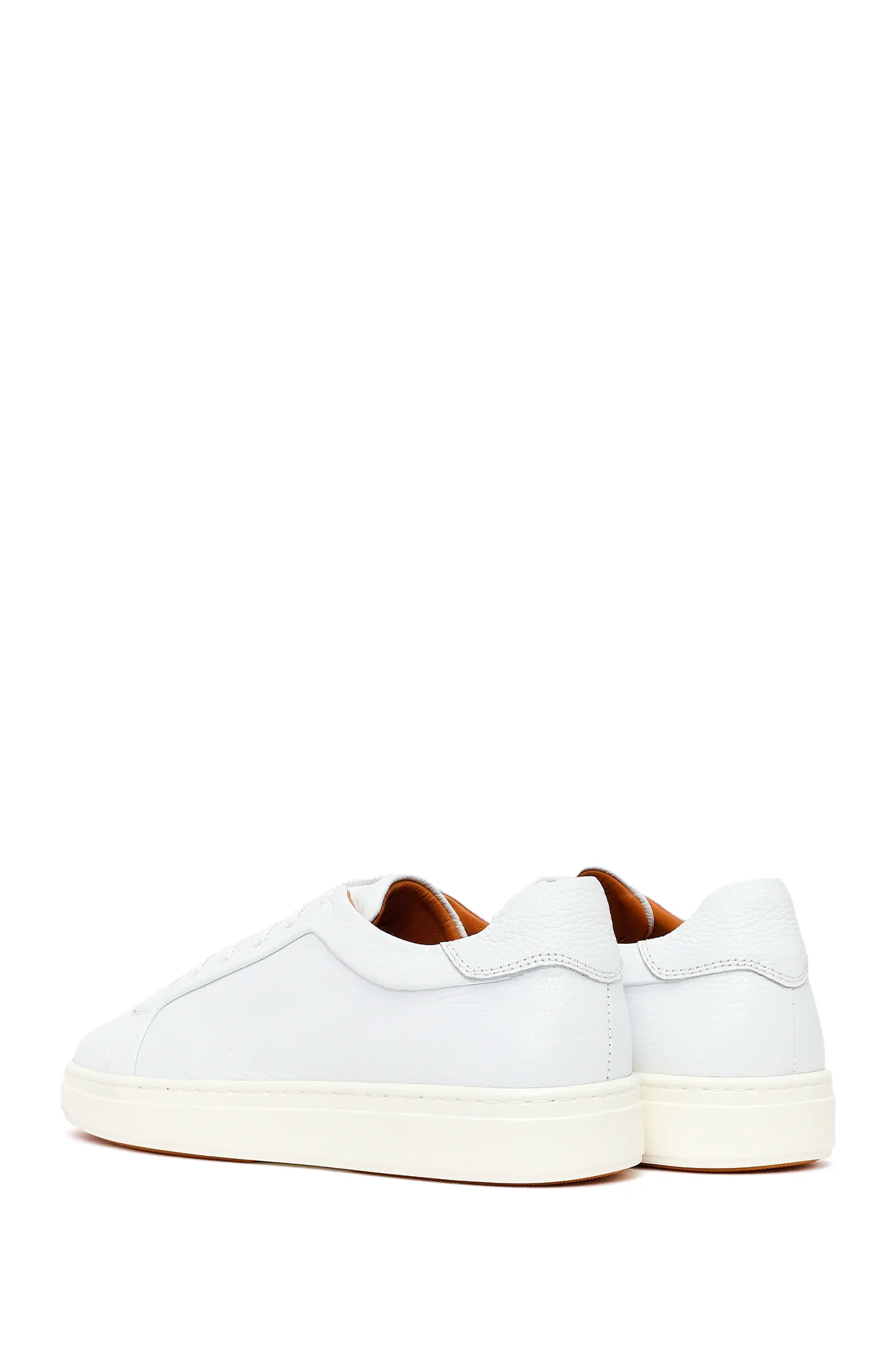 Erkek Beyaz Bağcıklı Deri Sneaker - Image 6