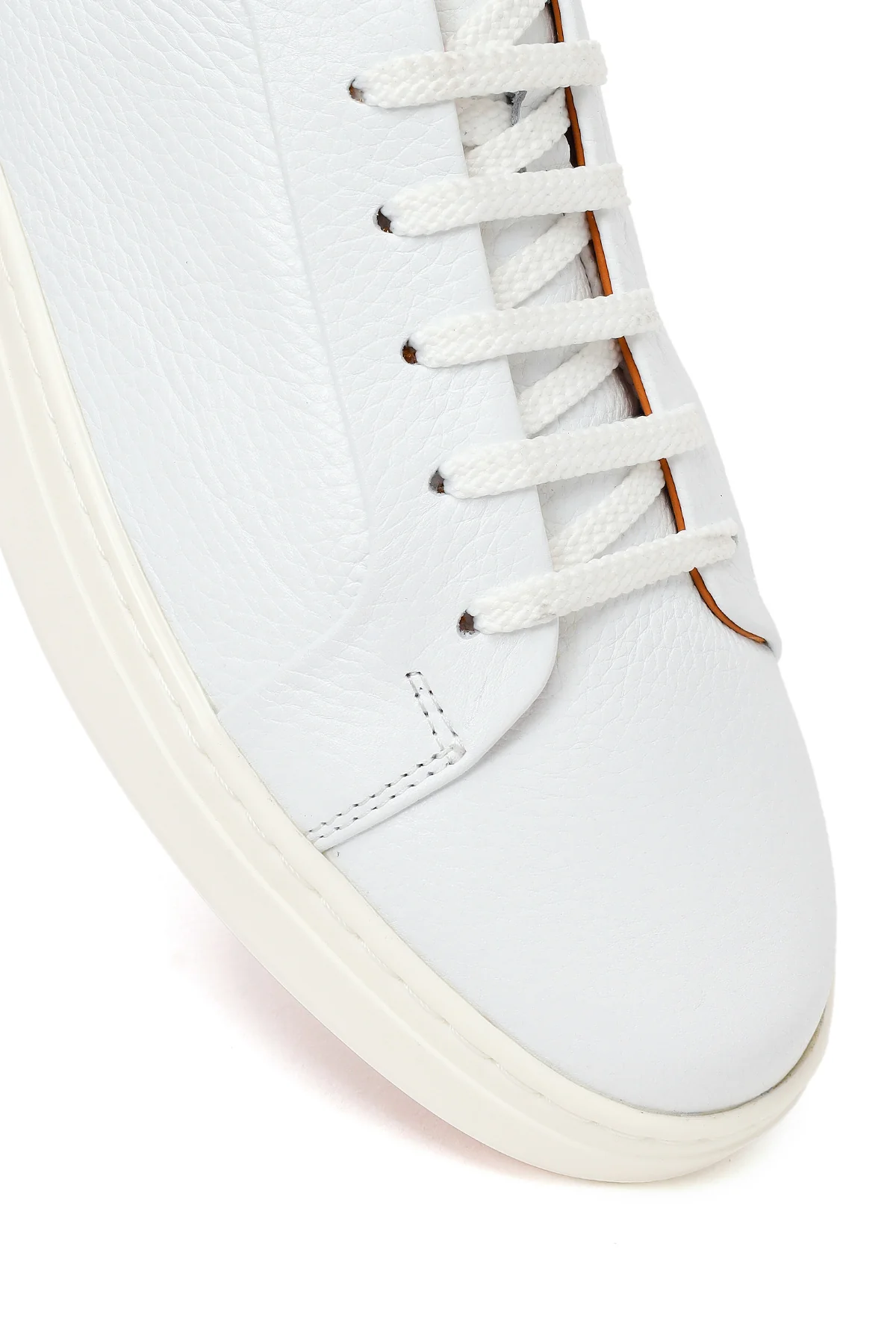Erkek Beyaz Bağcıklı Deri Sneaker - Image 9