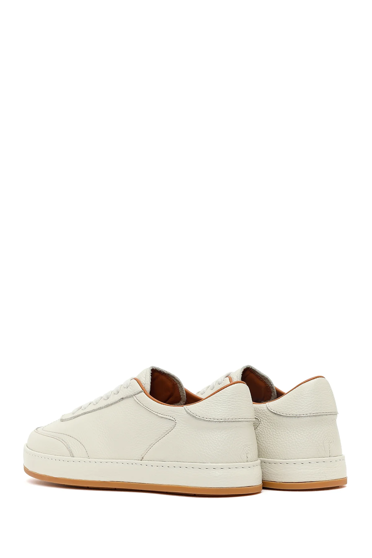 Erkek Beyaz Bağcıklı Deri Sneaker - Image 7