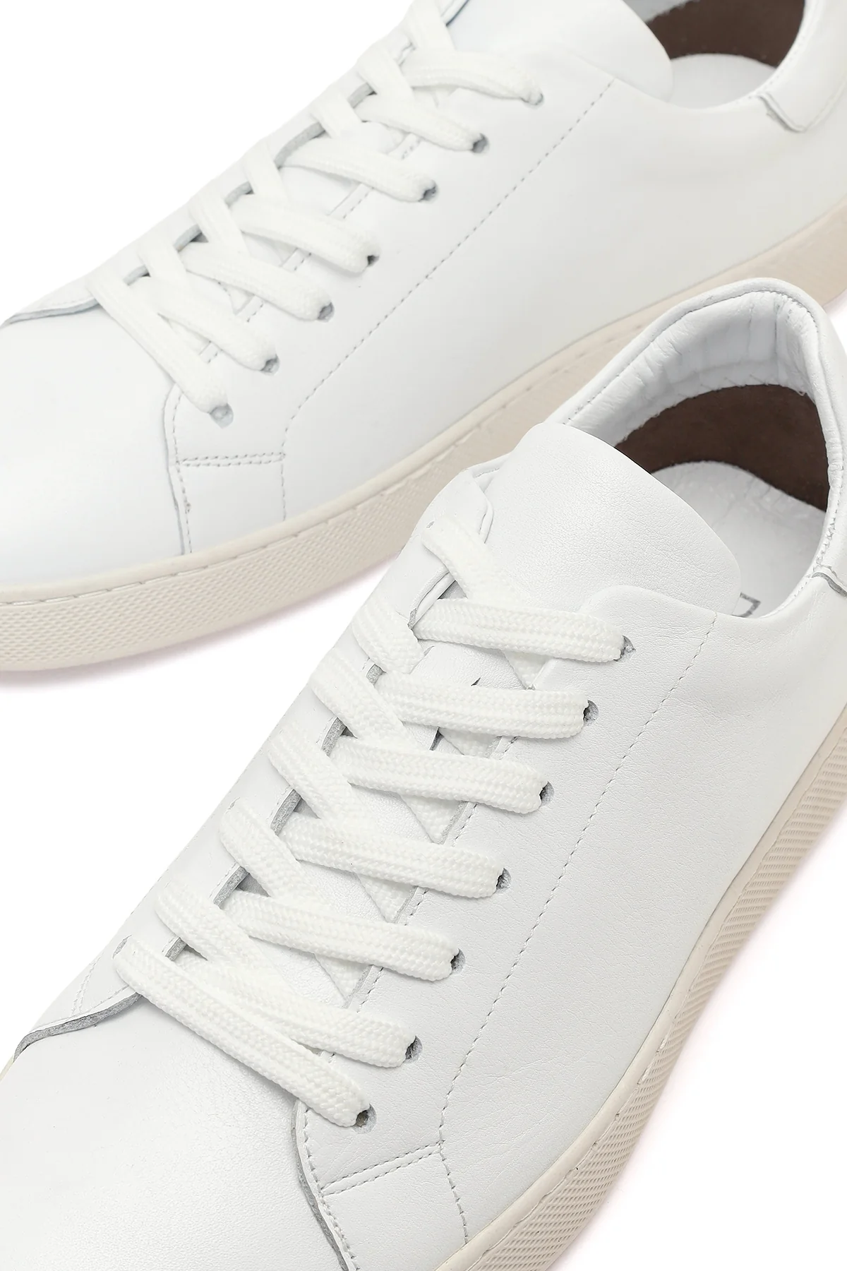 Erkek Beyaz Bağcıklı Deri Sneaker - Image 10