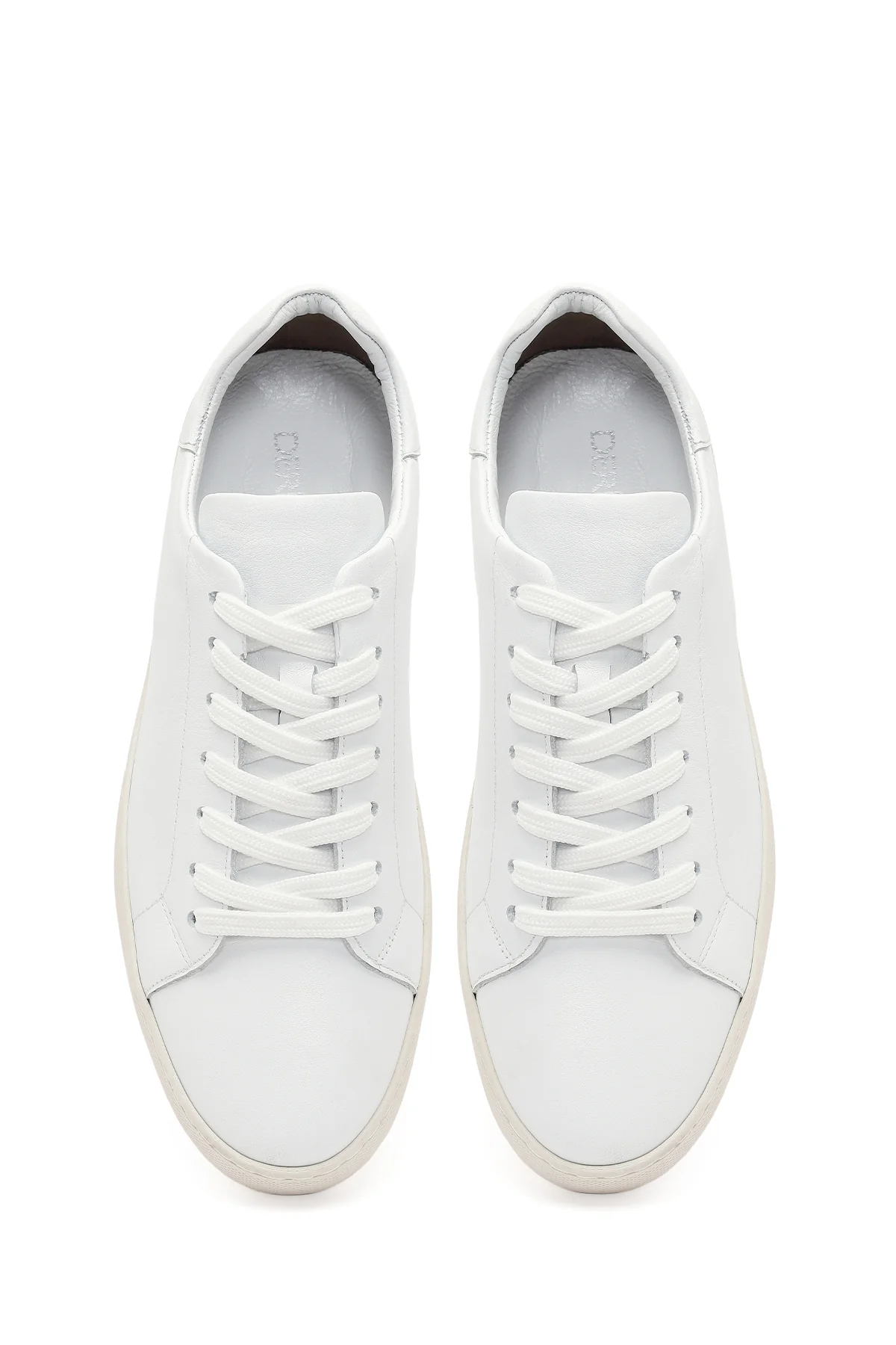 Erkek Beyaz Bağcıklı Deri Sneaker - Image 4