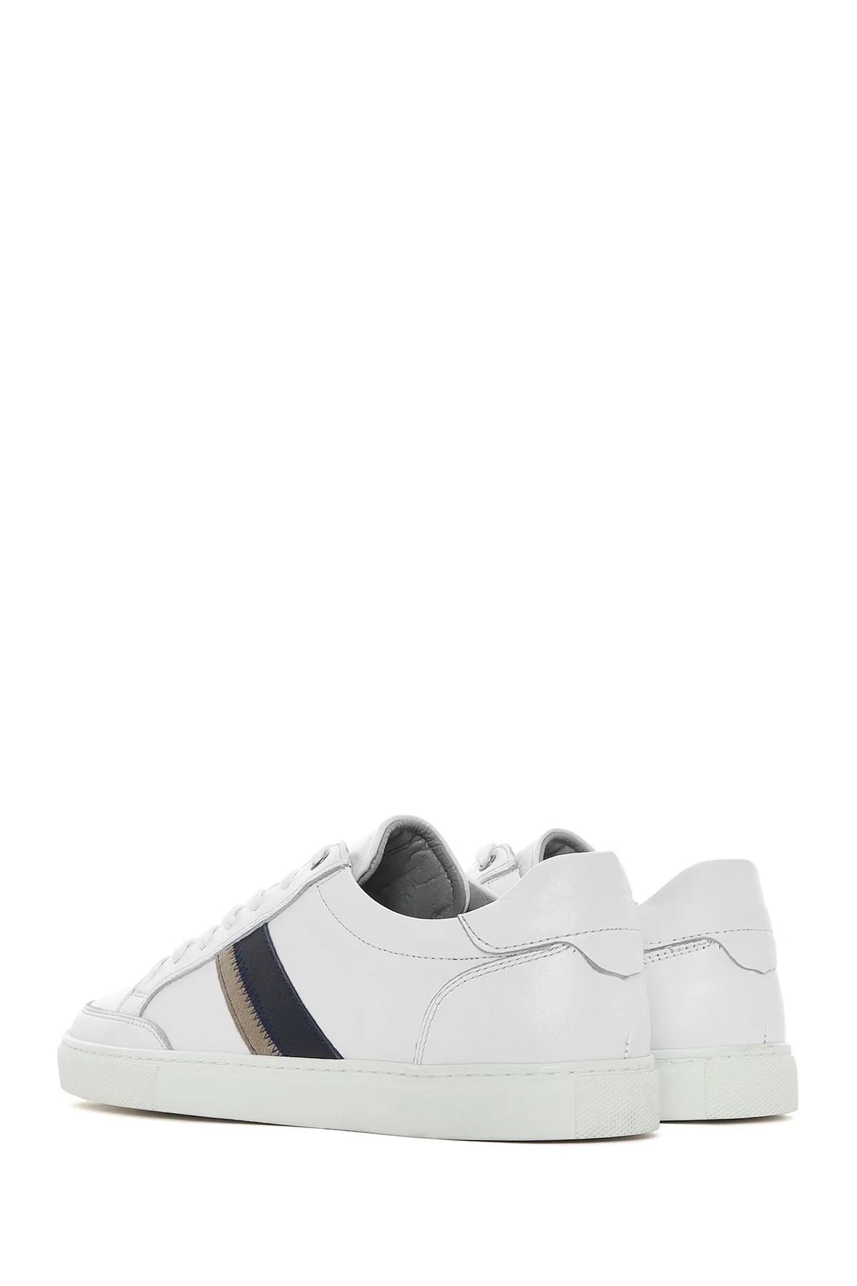 Erkek Beyaz Bağcıklı Deri Sneaker - Image 6