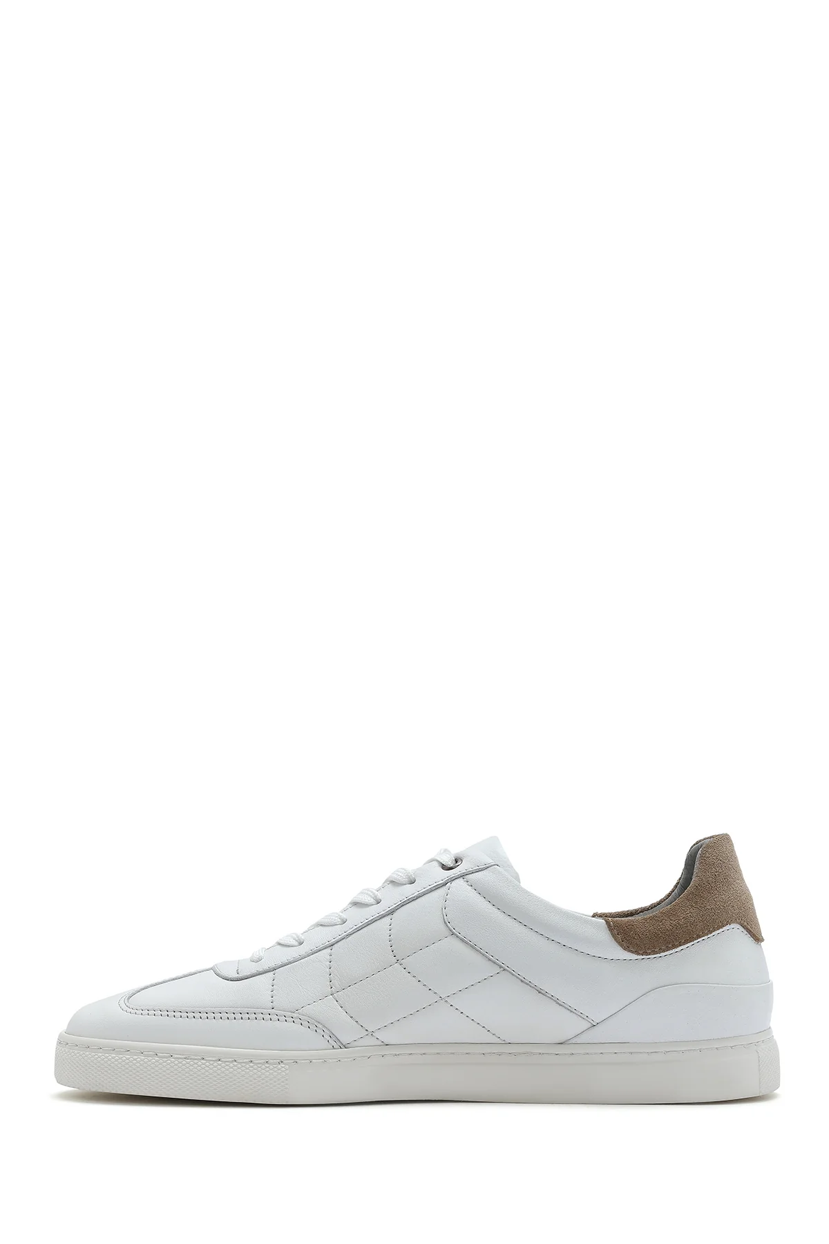 Erkek Beyaz Bağcıklı Deri Sneaker - Image 3