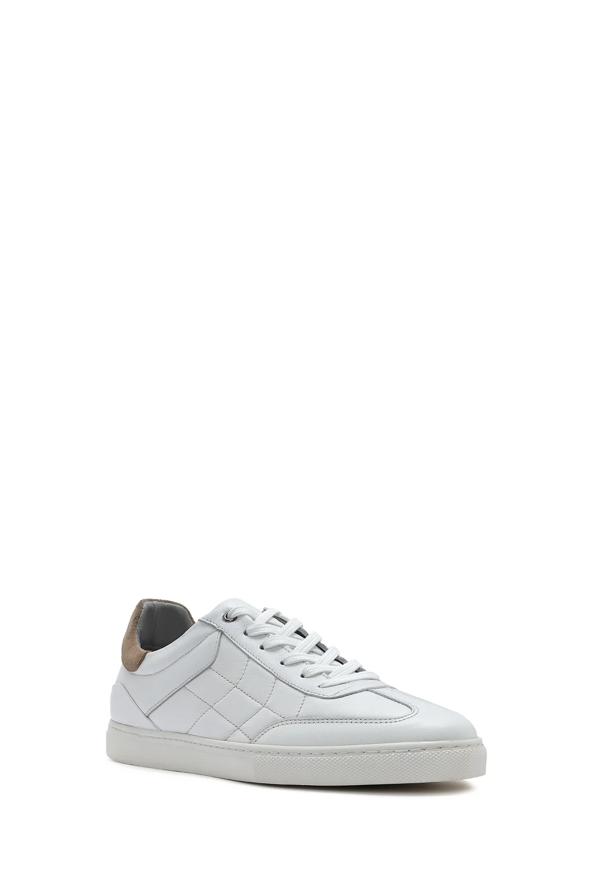 Erkek Beyaz Bağcıklı Deri Sneaker - Image 7
