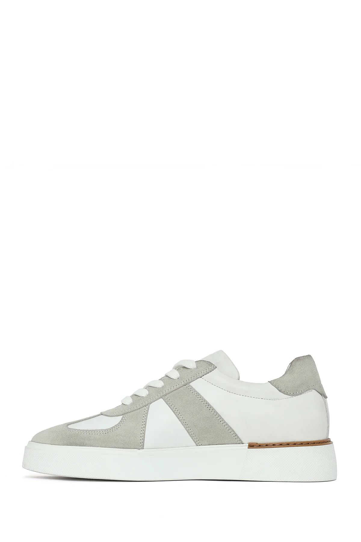 Erkek Beyaz Bağcıklı Deri Sneaker - Image 3