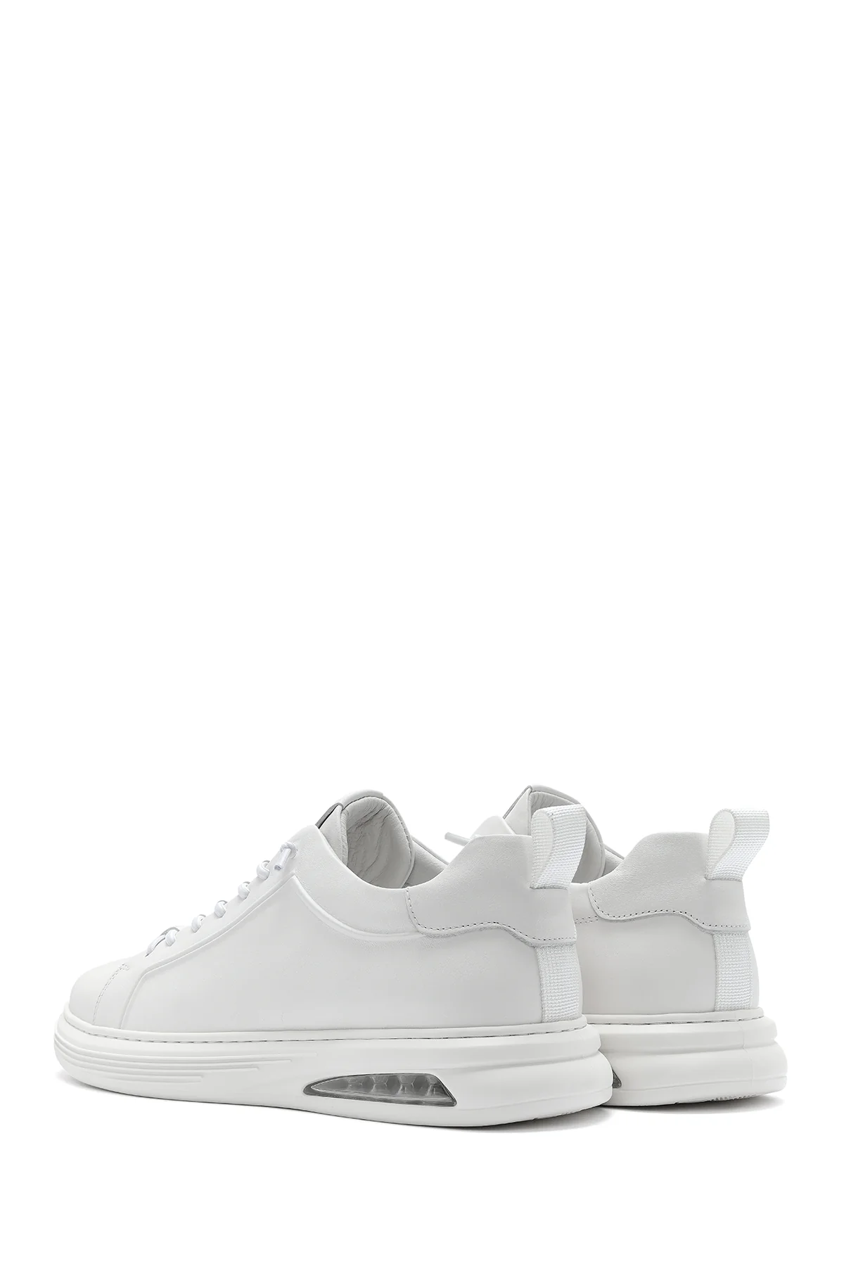 Erkek Beyaz Bağcıklı Deri Sneaker - Image 6