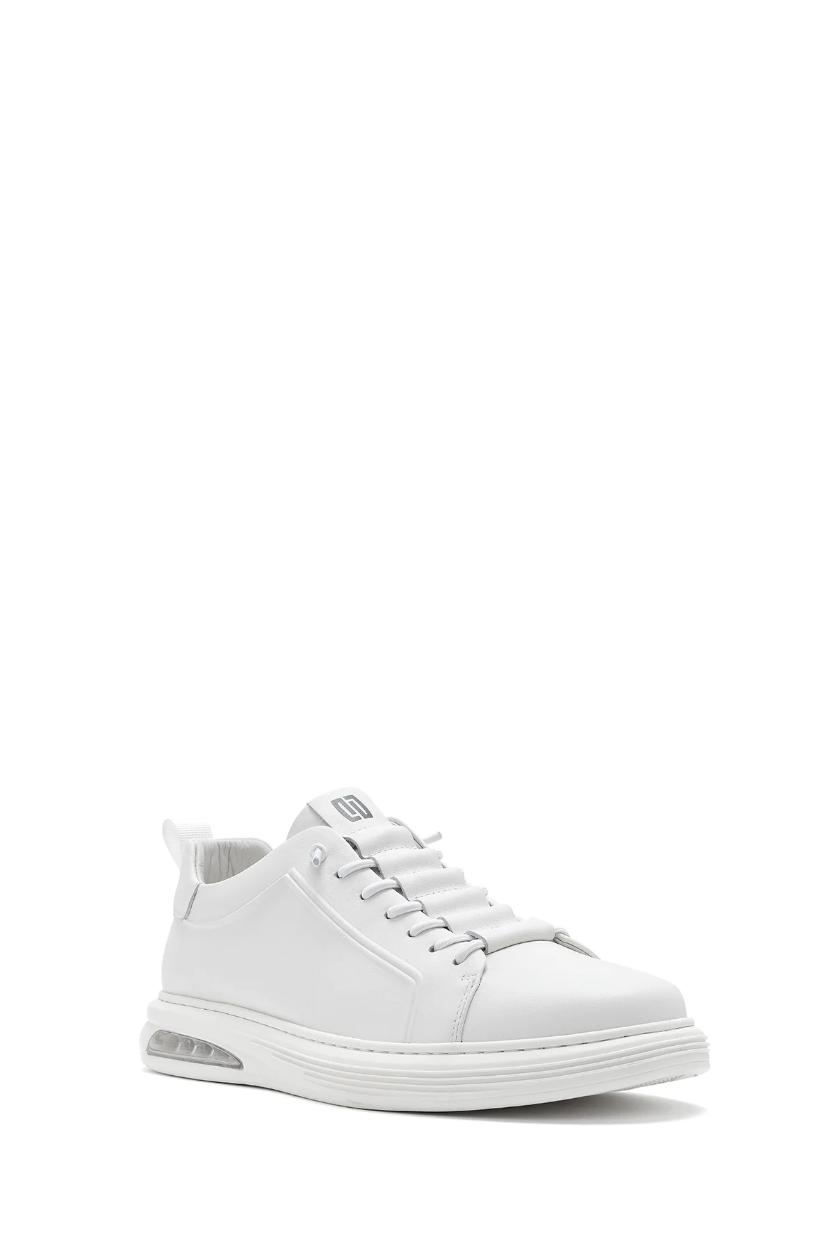 Erkek Beyaz Bağcıklı Deri Sneaker - Image 7