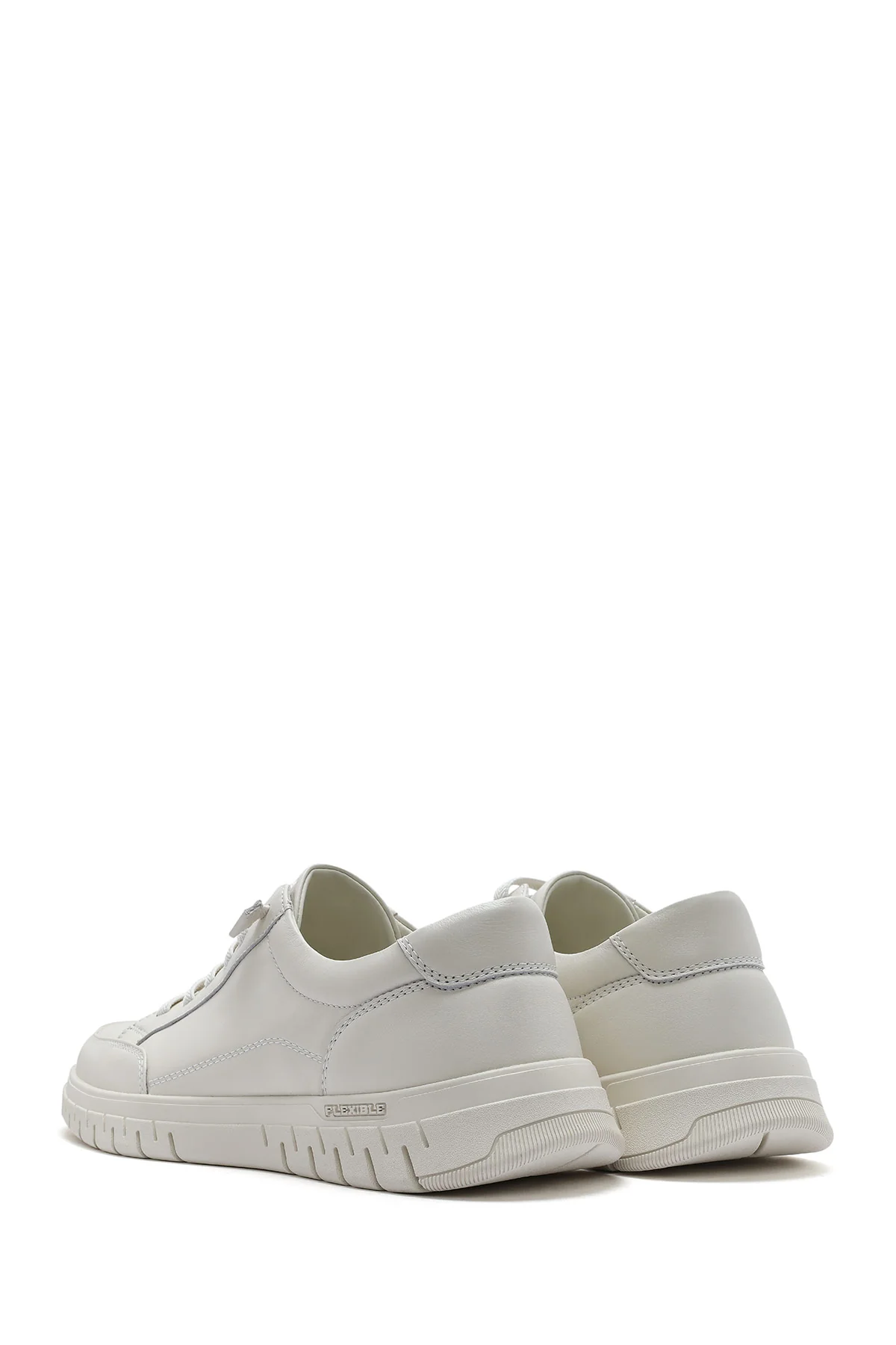 Erkek Beyaz Bağcıklı Deri Sneaker - Image 6
