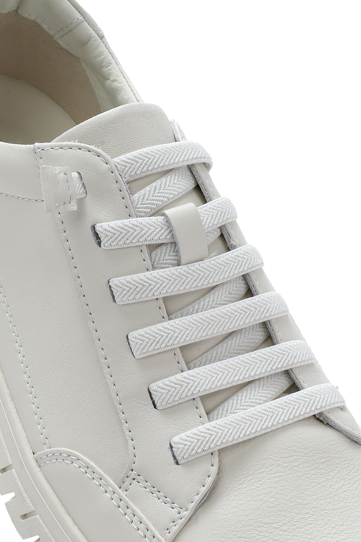 Erkek Beyaz Bağcıklı Deri Sneaker - Image 8
