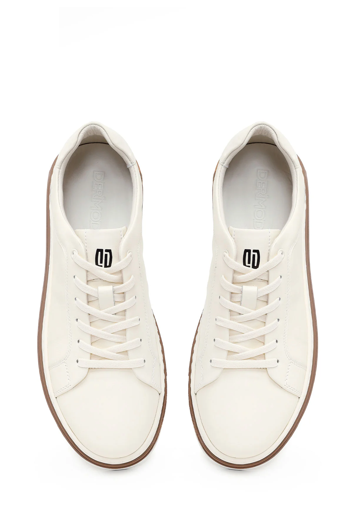 Erkek Beyaz Bağcıklı Deri Sneaker - Image 5