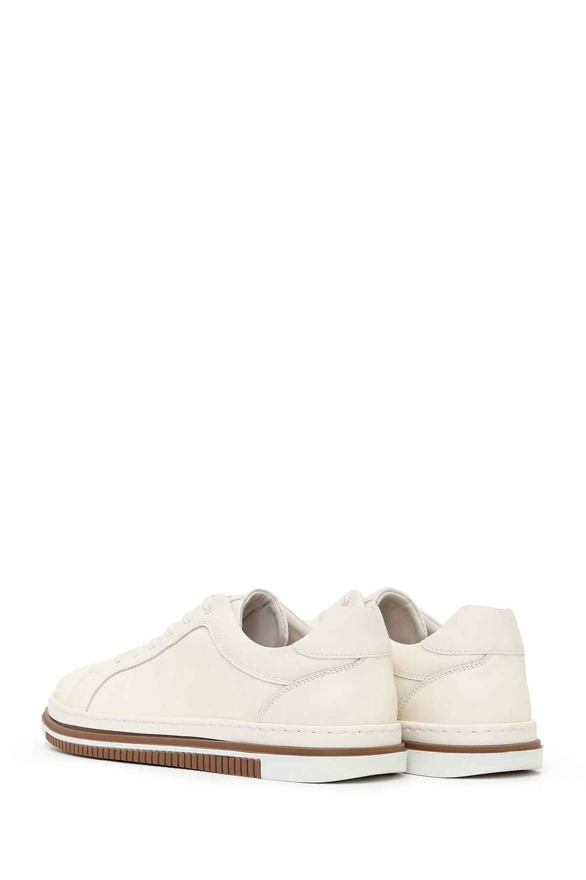 Erkek Beyaz Bağcıklı Deri Sneaker - Image 7