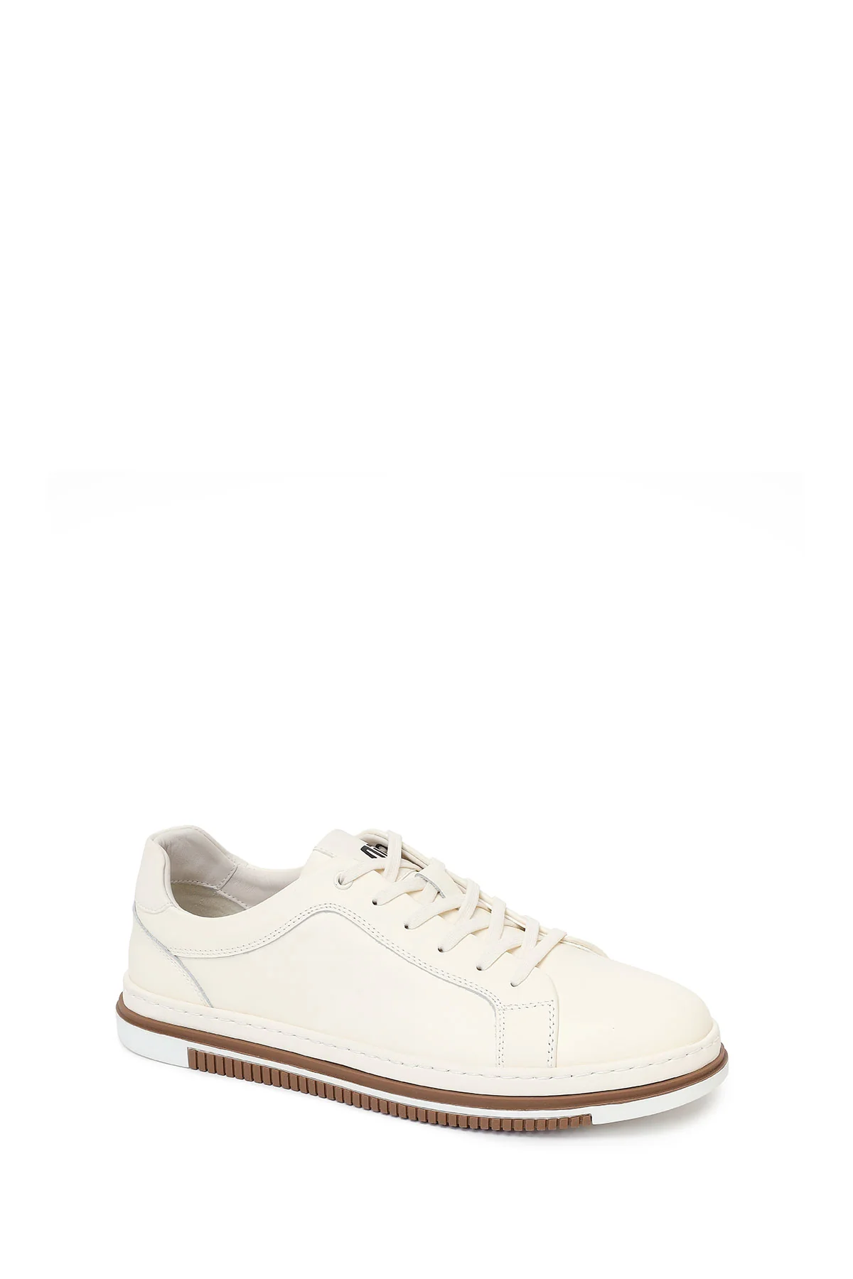 Erkek Beyaz Bağcıklı Deri Sneaker - Image 8