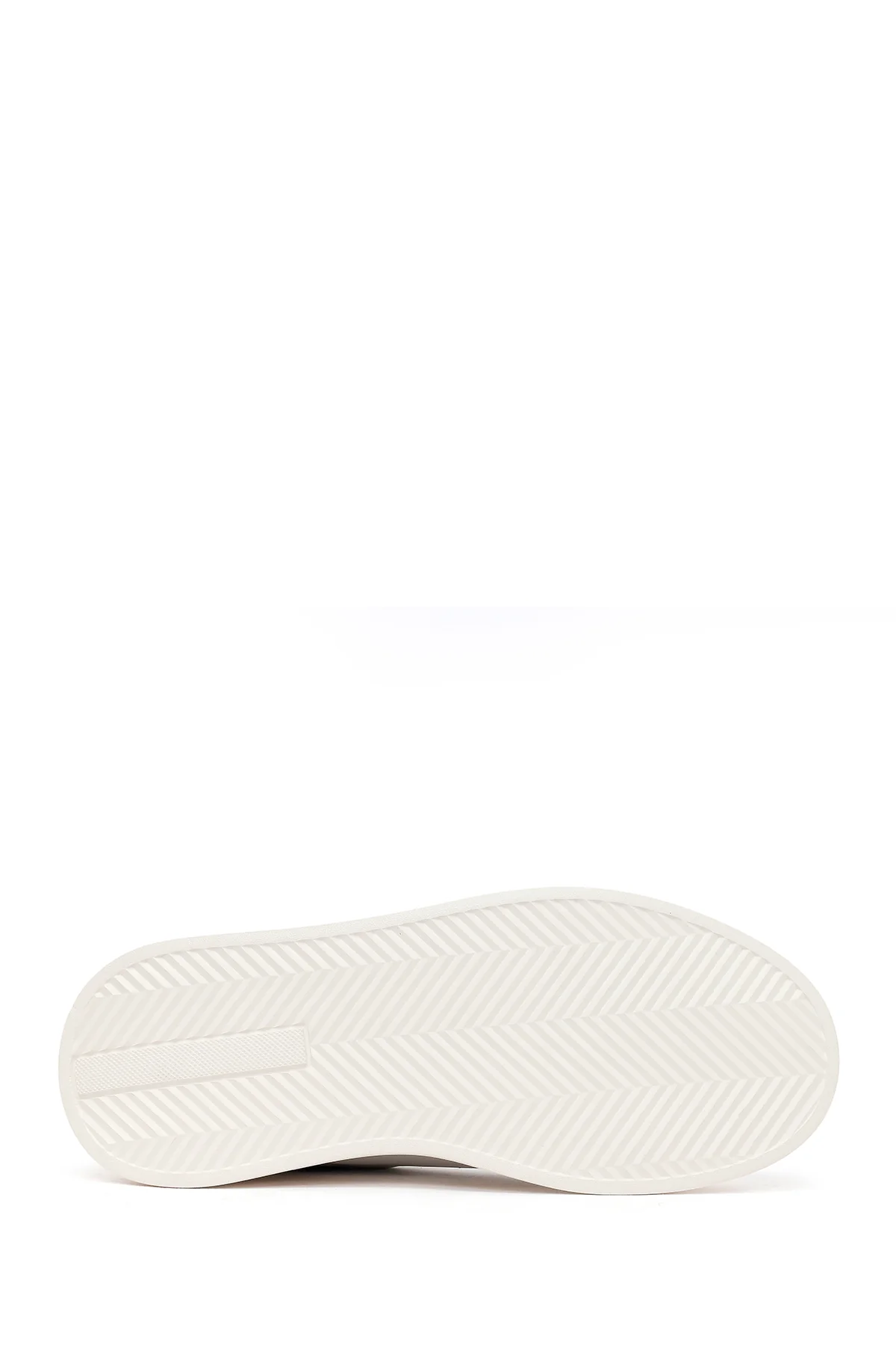 Erkek Beyaz Bağcıklı Kalın Deri Sneaker - Image 5