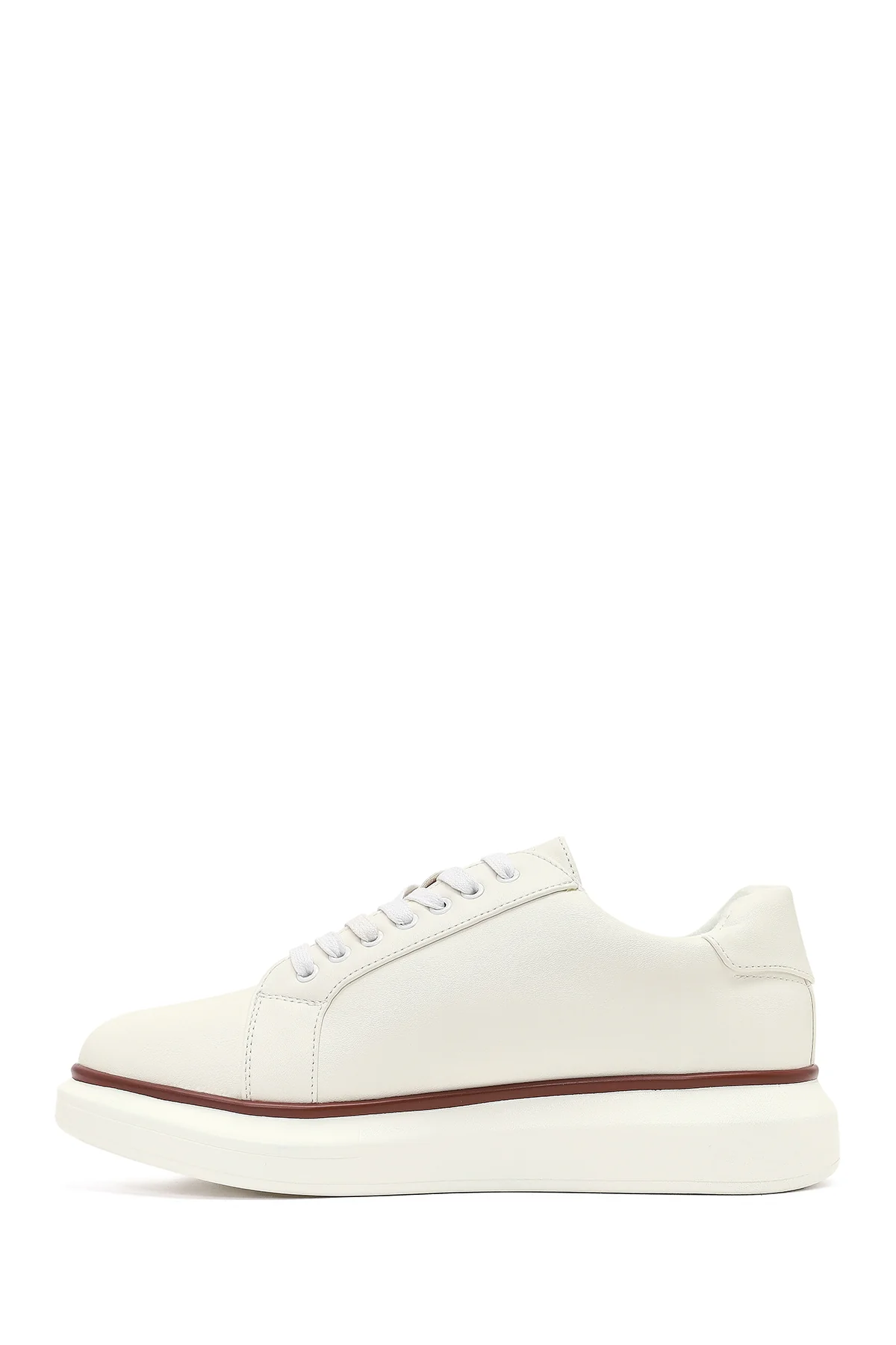 Erkek Beyaz Bağcıklı Kalın Tabanlı Sneaker - Image 2