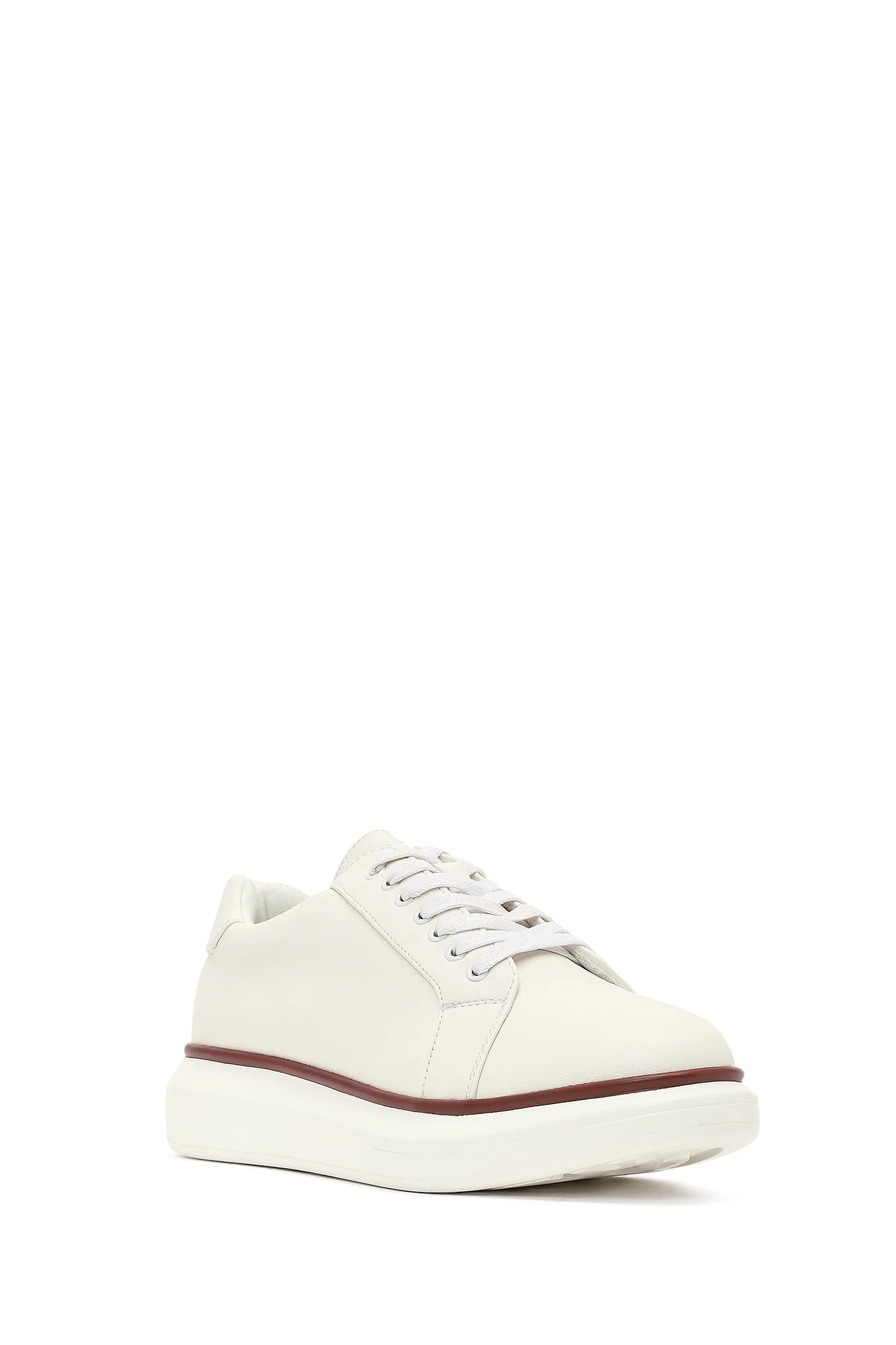 Erkek Beyaz Bağcıklı Kalın Tabanlı Sneaker - Image 6