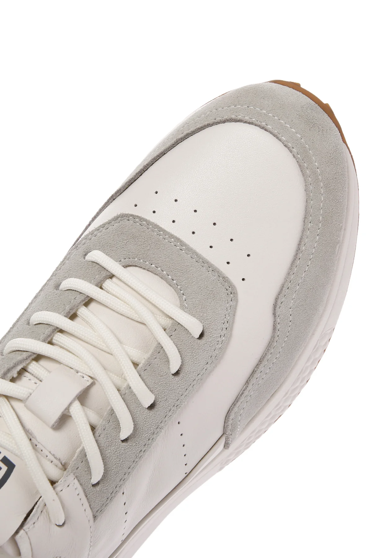 Erkek Beyaz Bağcıklı Kalın Tabanlı Deri Casual Sneaker - Image 10