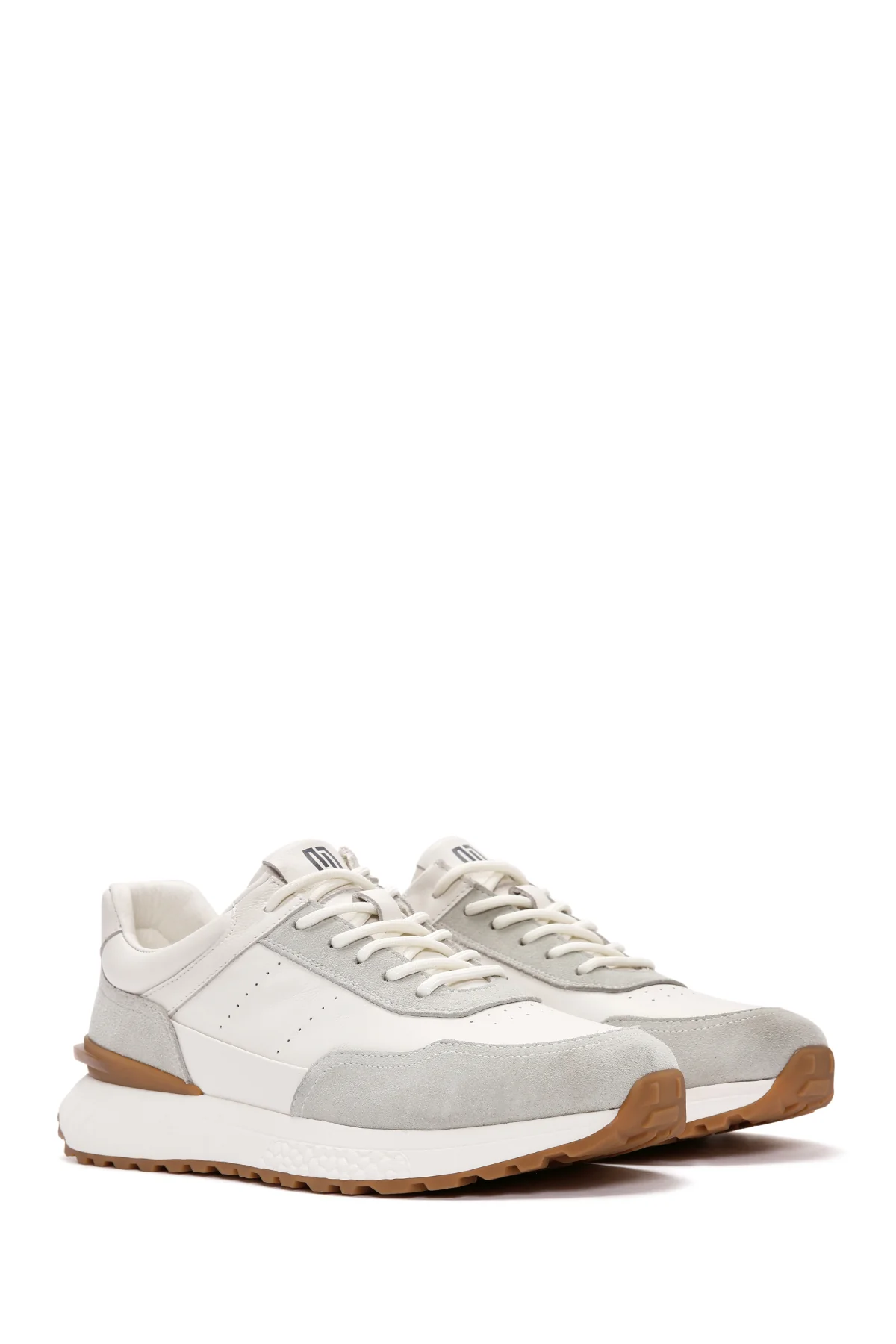 Erkek Beyaz Bağcıklı Kalın Tabanlı Deri Casual Sneaker - Image 3