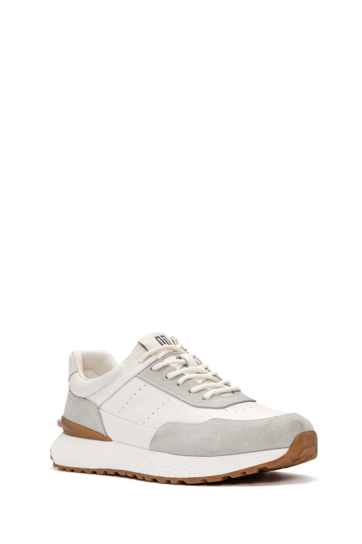 Erkek Beyaz Bağcıklı Kalın Tabanlı Deri Casual Sneaker - Image 6