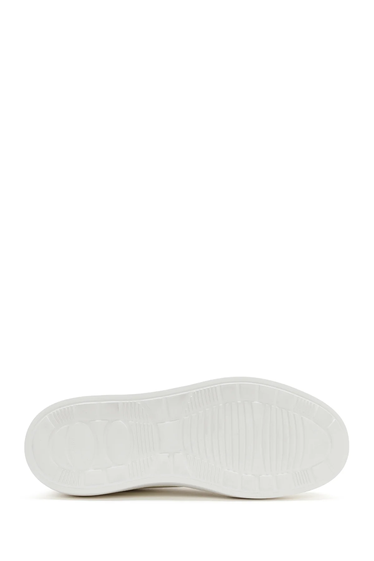 Erkek Beyaz Bağcıklı Kalın Tabanlı Deri Sneaker - Image 4