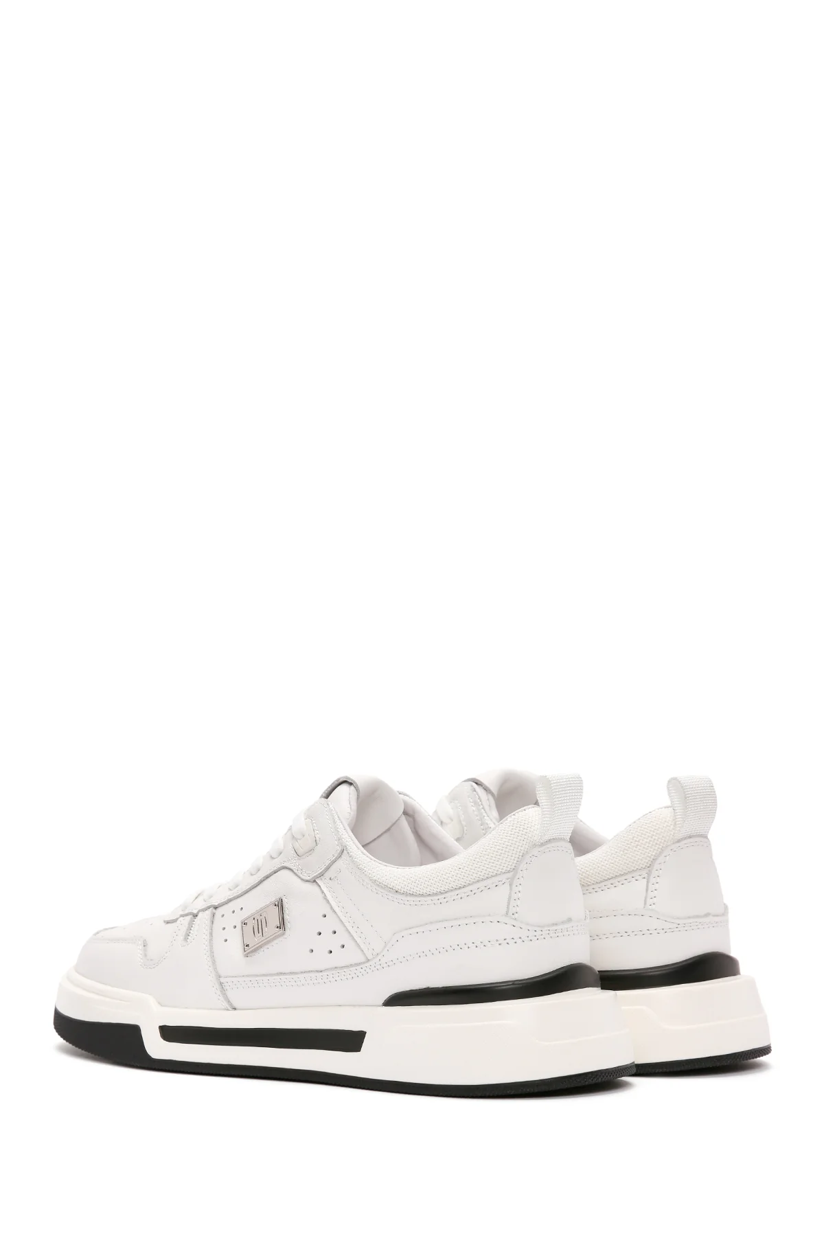 Erkek Beyaz Bağcıklı Kalın Tabanlı Deri Sneaker - Image 5