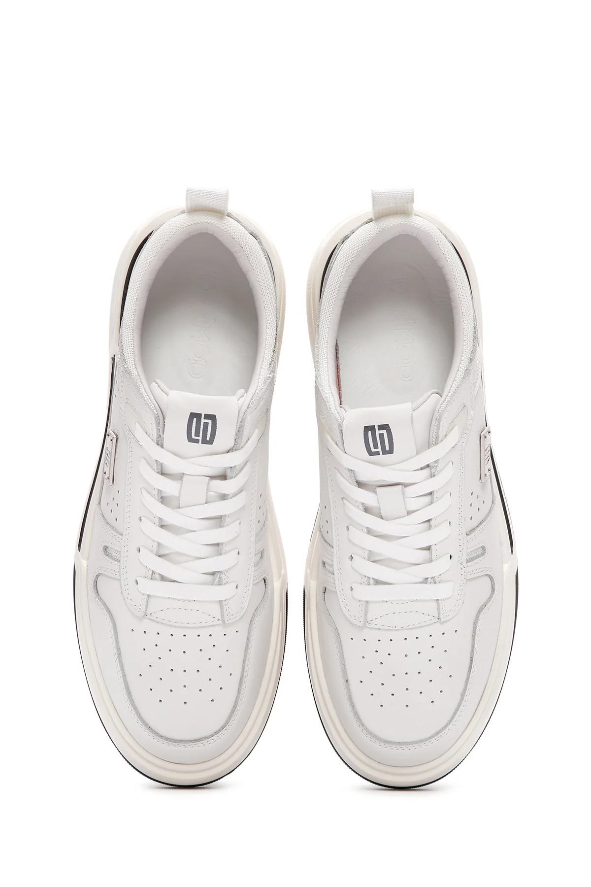 Erkek Beyaz Bağcıklı Kalın Tabanlı Deri Sneaker - Image 7