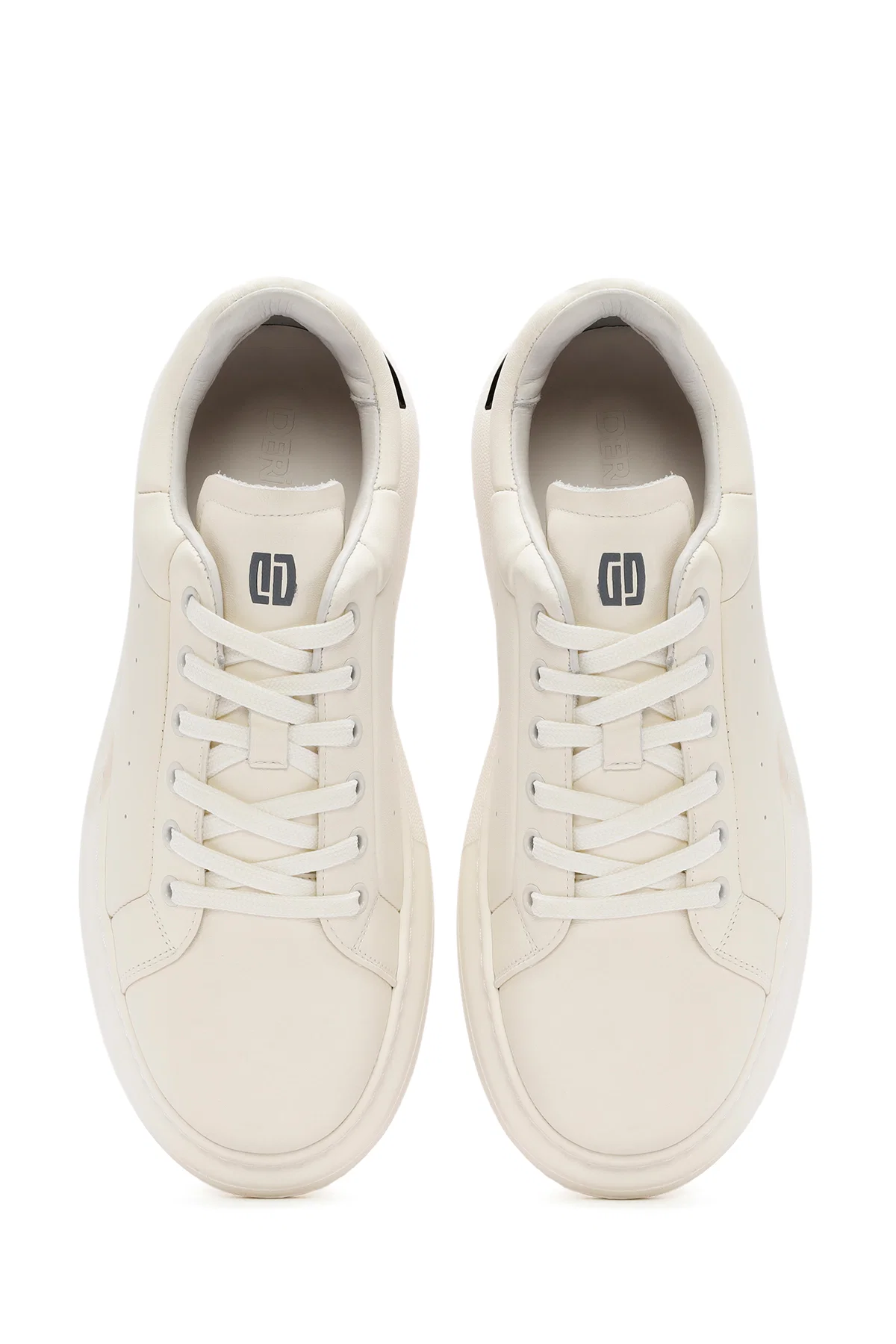 Erkek Beyaz Bağcıklı Kalın Tabanlı Deri Sneaker - Image 7