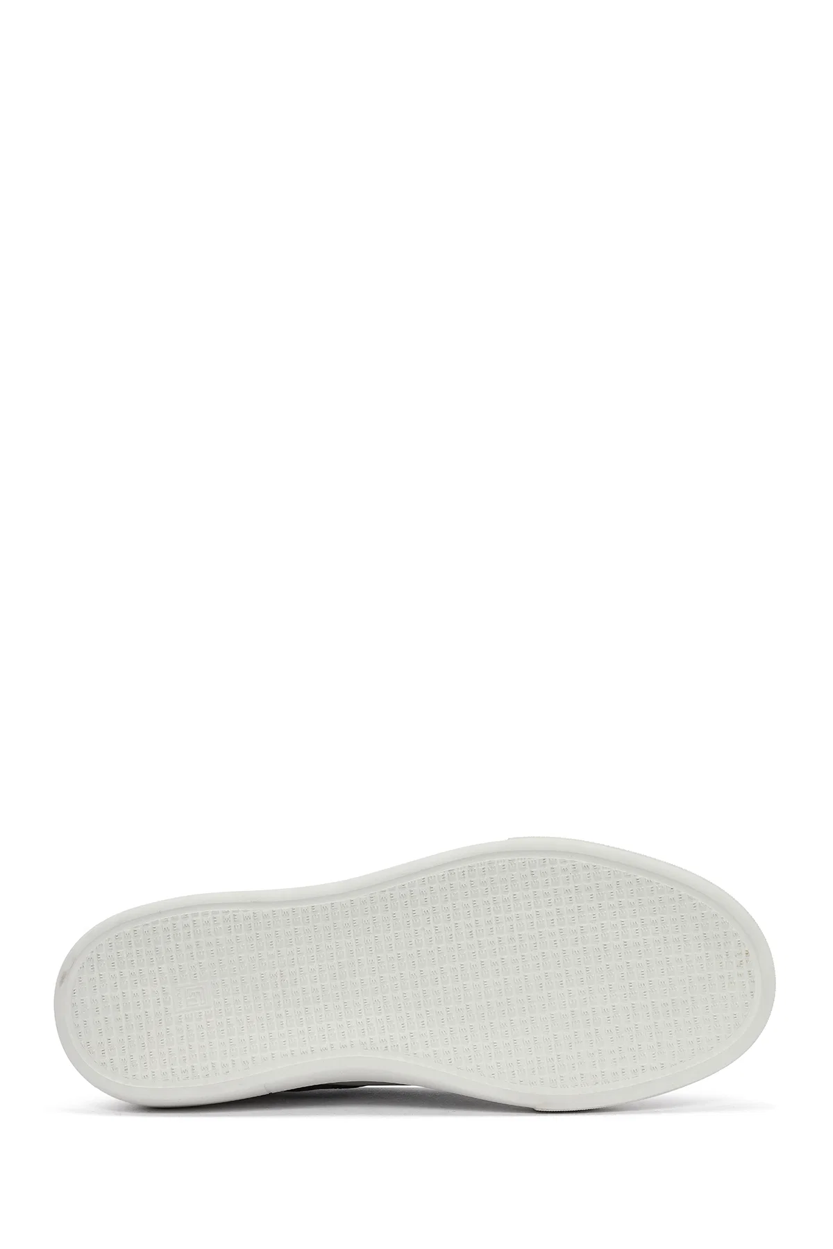 Erkek Beyaz Bağcıklı Kalın Tabanlı Deri Sneaker - Image 4