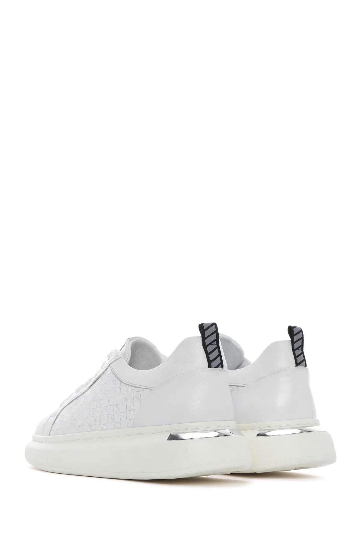 Erkek Beyaz Bağcıklı Kalın Tabanlı Deri Sneaker - Image 5