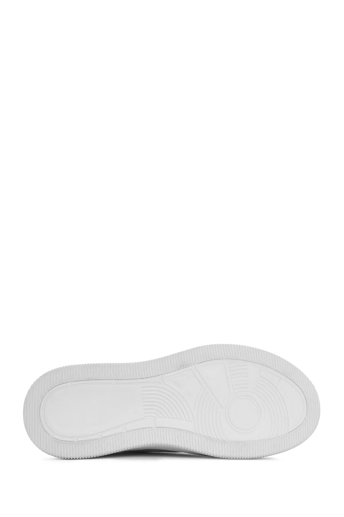 Erkek Beyaz Bağcıklı Kalın Tabanlı Deri Sneaker - Image 4