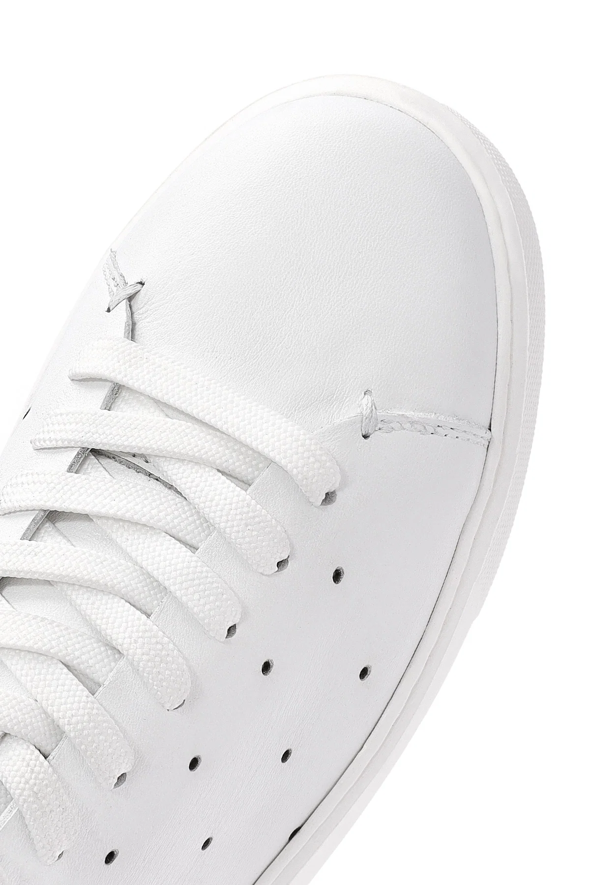 Erkek Beyaz Bağcıklı Kalın Tabanlı Deri Sneaker - Image 8