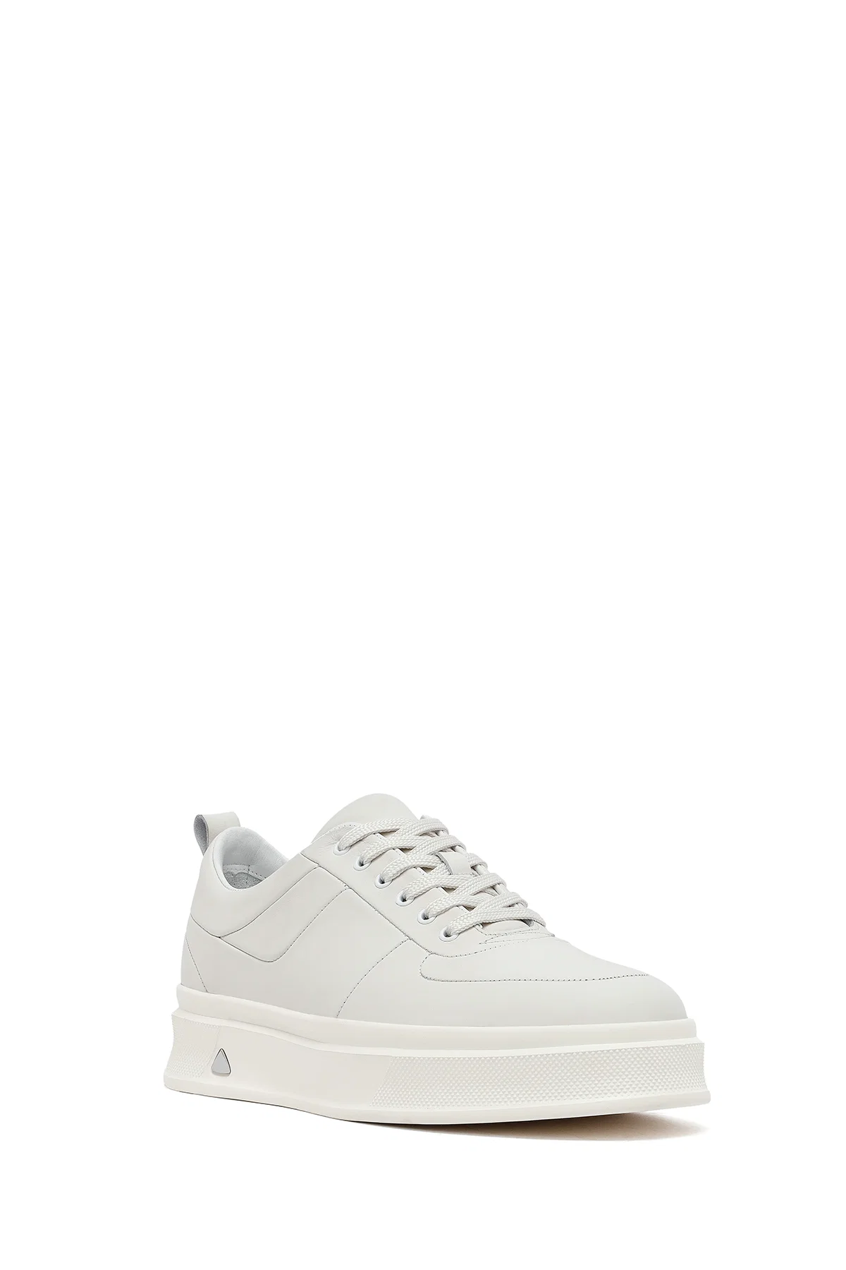 Erkek Beyaz Bağcıklı Kalın Tabanlı Deri Sneaker - Image 6