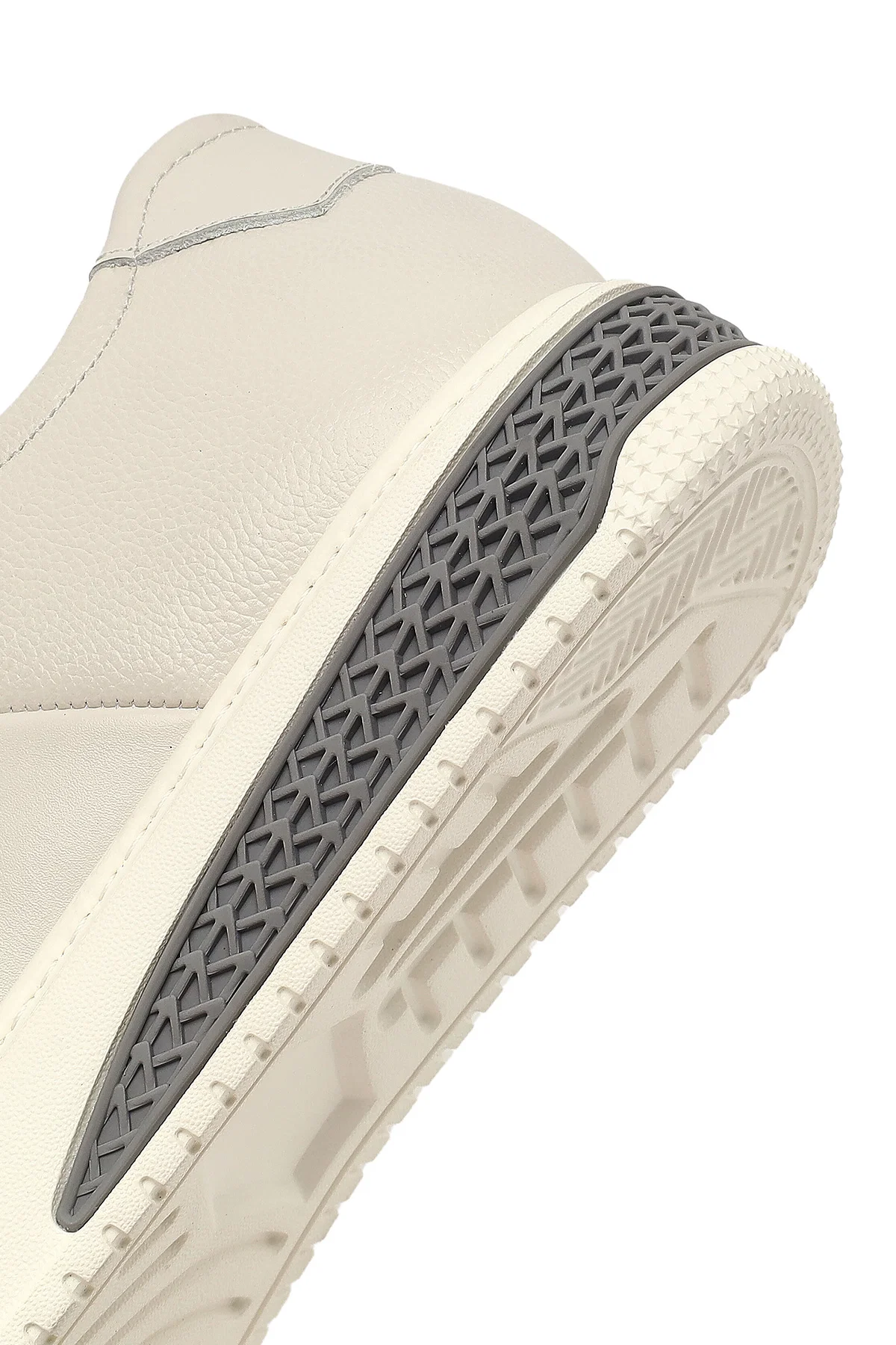 Erkek Beyaz Bağcıklı Kalın Tabanlı Deri Sneaker - Image 8
