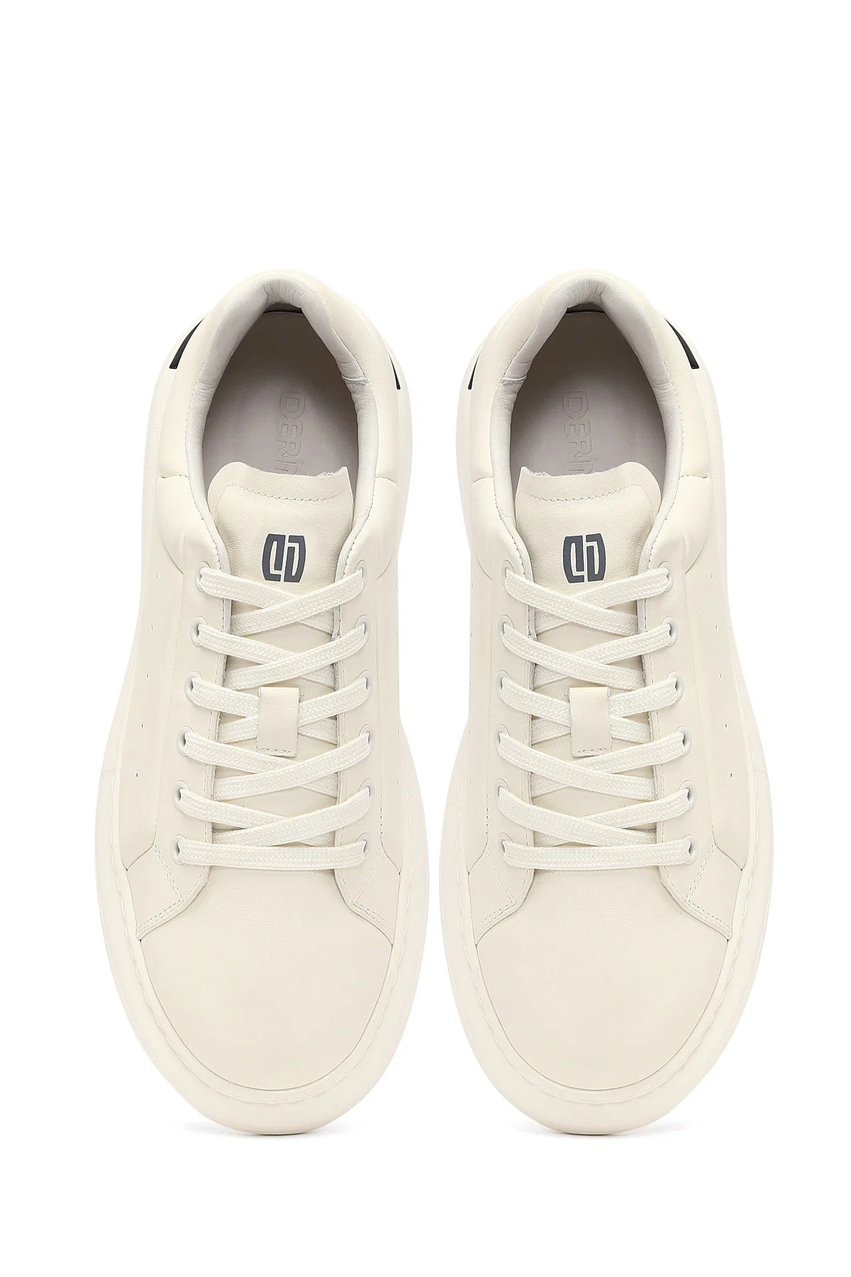 Erkek Beyaz Bağcıklı Kalın Tabanlı Deri Sneaker - Image 7