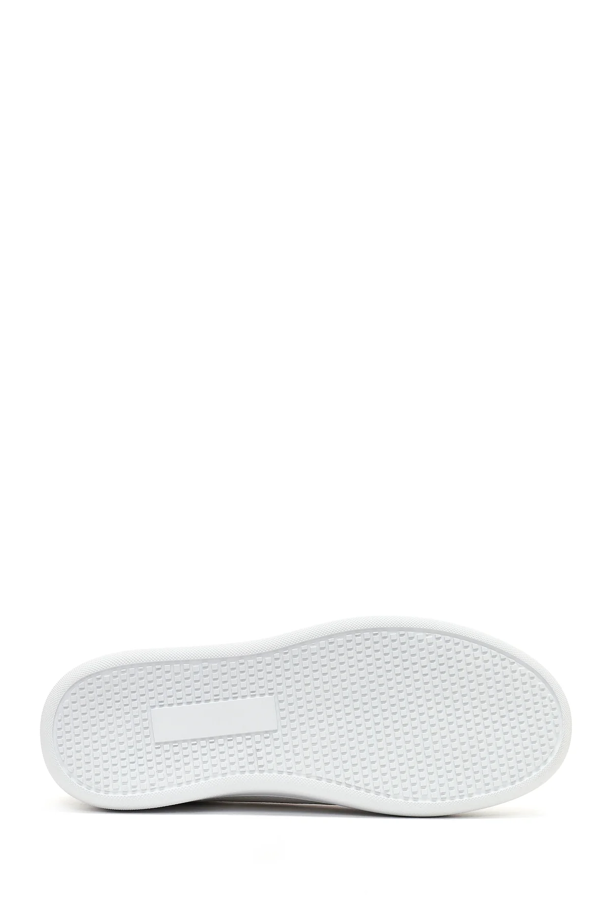 Erkek Beyaz Bağcıklı Kalın Tabanlı Deri Sneaker - Image 4