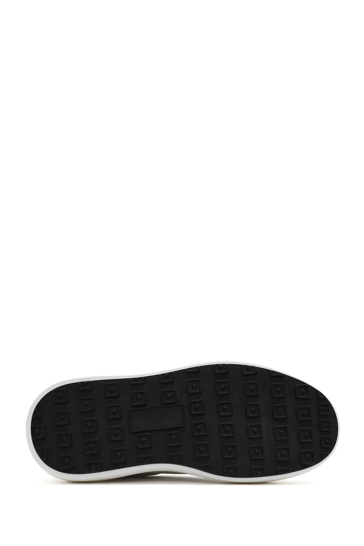 Erkek Beyaz Bağcıklı Kalın Tabanlı Deri Sneaker - Image 5