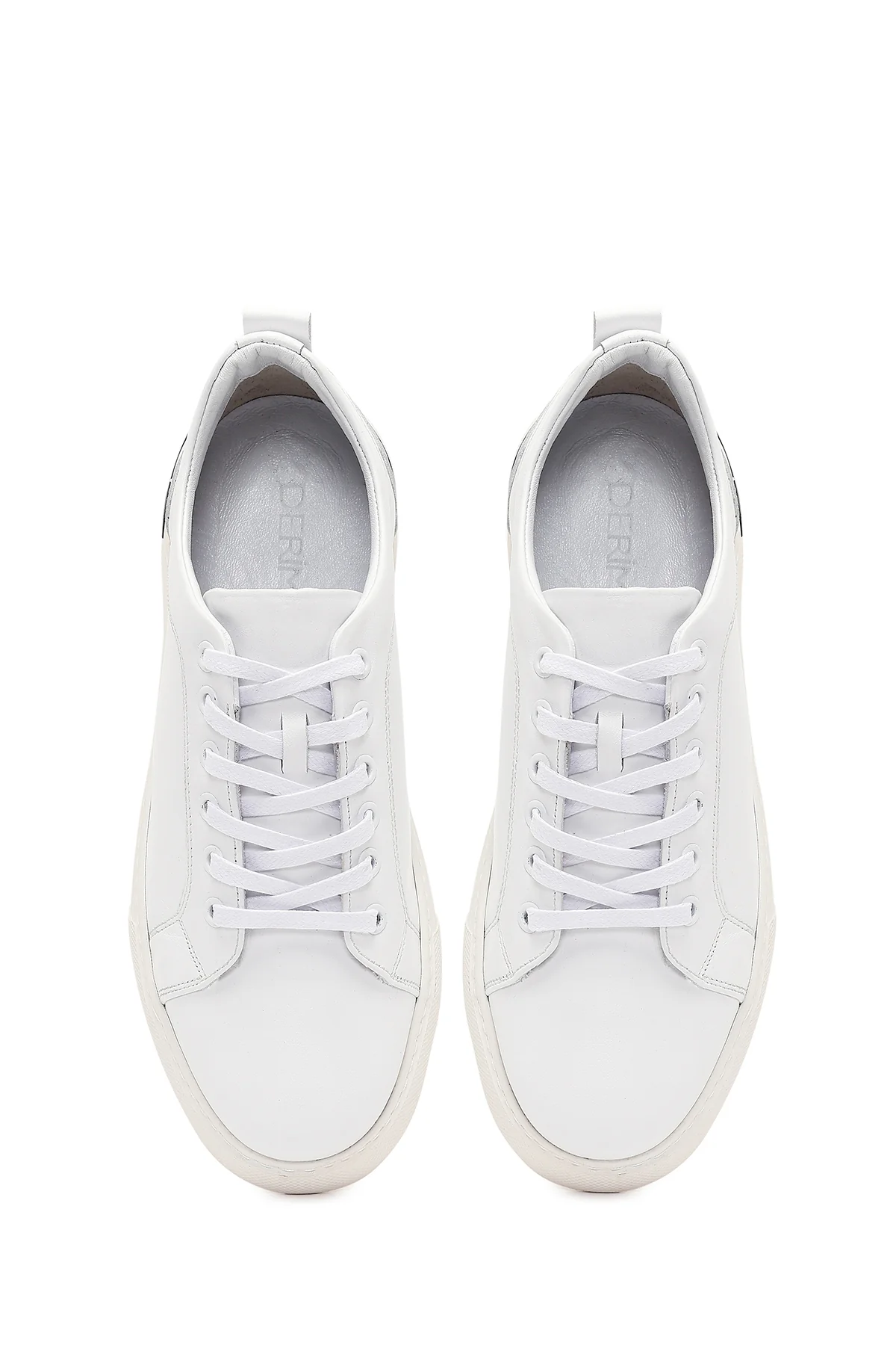 Erkek Beyaz Bağcıklı Kalın Tabanlı Deri Sneaker - Image 4